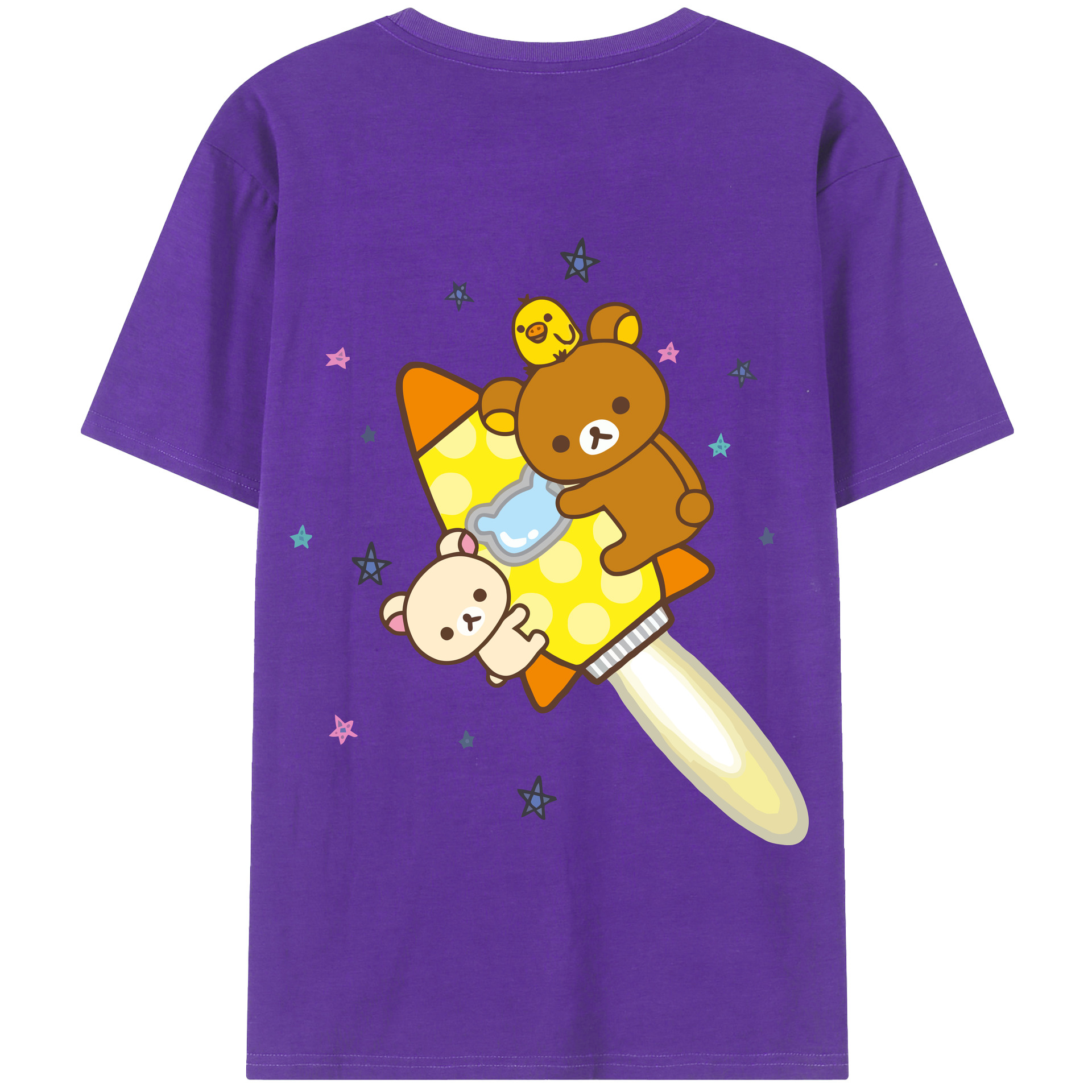 （画像用） リラックマ リラックマ キイロイトリ Rilakkuma Korilakkuma Kiiroitori 綿100％半袖Tシャツ（背面プリント）