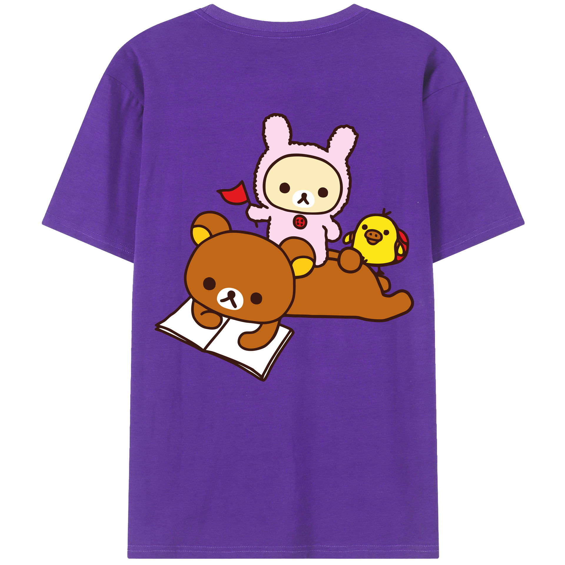 （画像用） リラックマ リラックマ キイロイトリ Rilakkuma Korilakkuma Kiiroitori 綿100％半袖Tシャツ（背面プリント）
