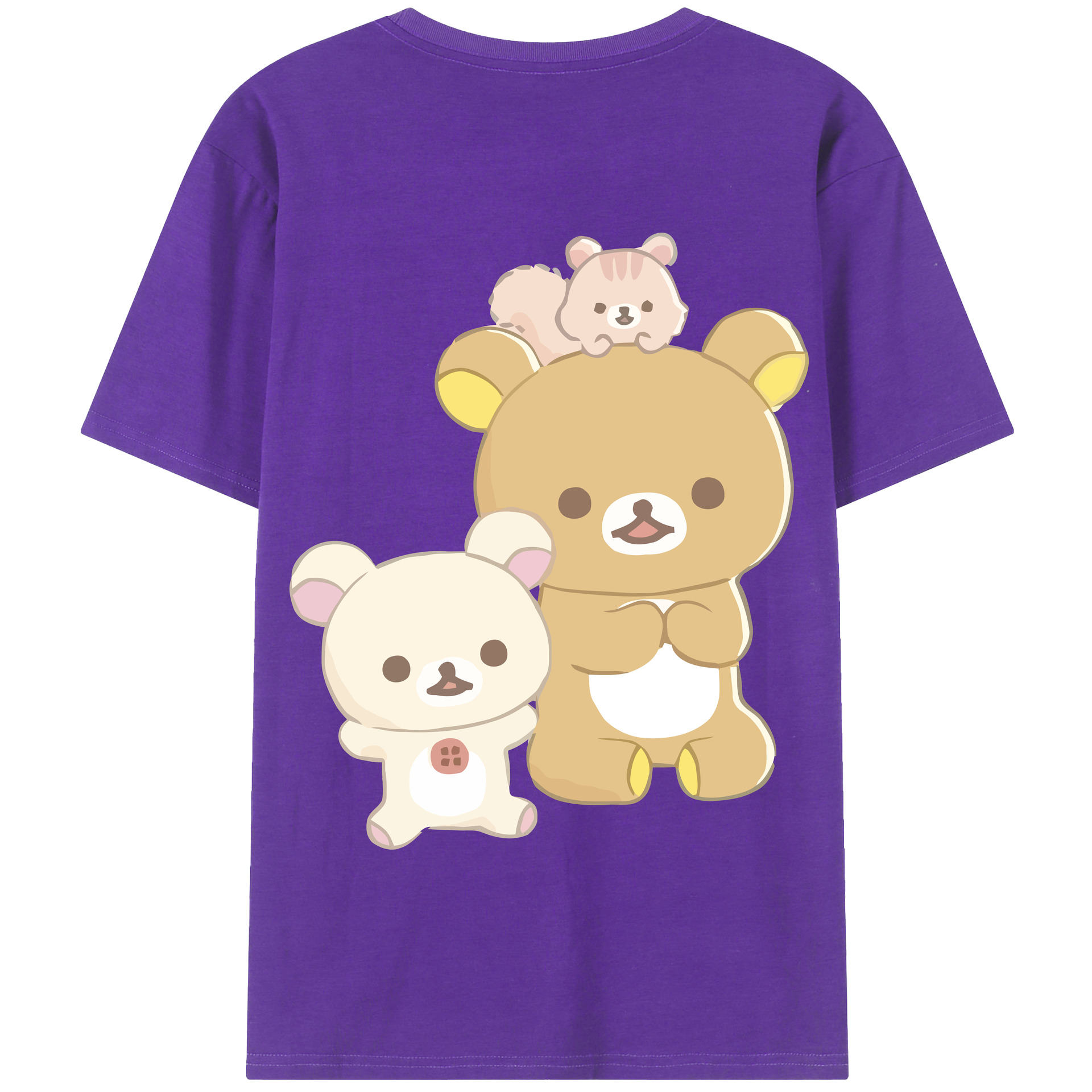 （画像用） リラックマ リラックマ キイロイトリ Rilakkuma Korilakkuma Kiiroitori 綿100％半袖Tシャツ（背面プリント）