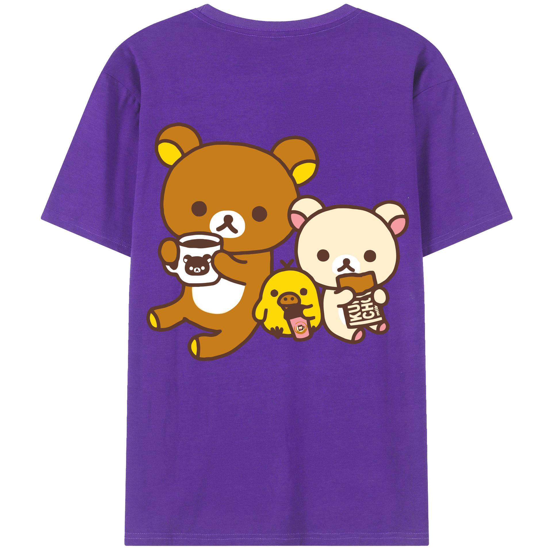 （画像用） リラックマ リラックマ キイロイトリ Rilakkuma Korilakkuma Kiiroitori 綿100％半袖Tシャツ（背面プリント）