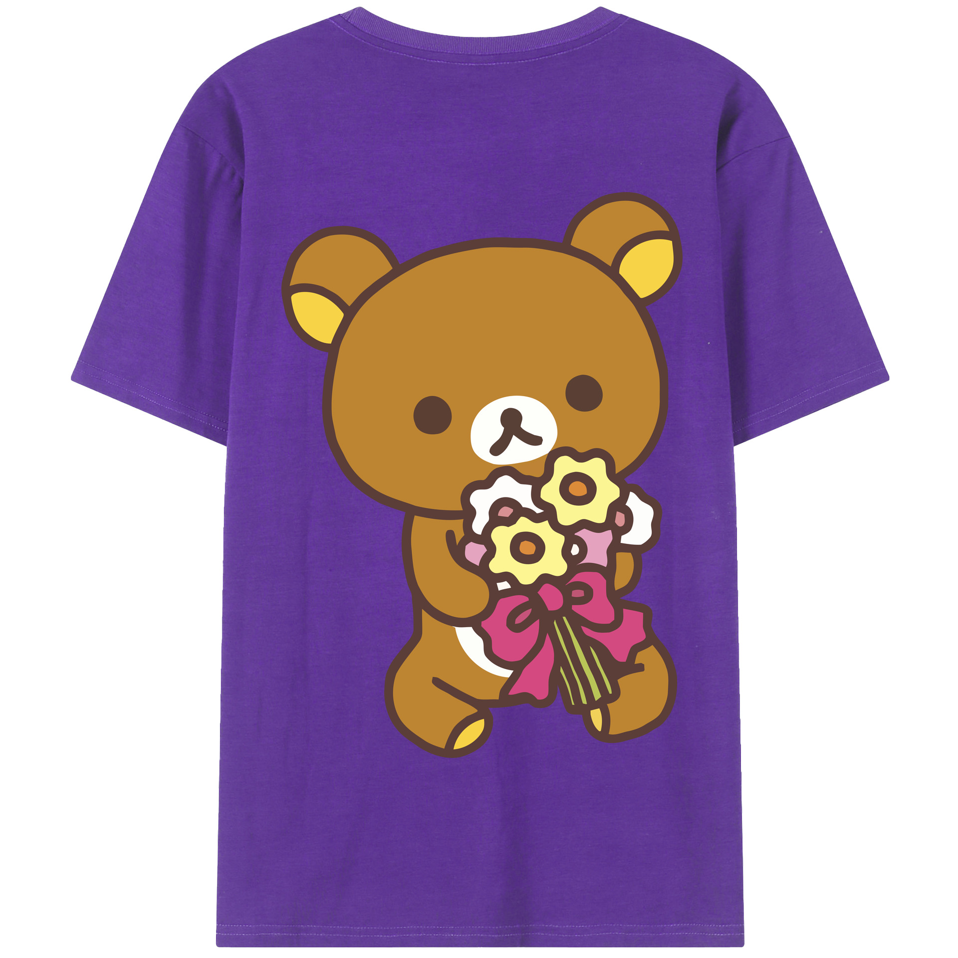 （画像用） リラックマ リラックマ キイロイトリ Rilakkuma Korilakkuma Kiiroitori 綿100％半袖Tシャツ（背面プリント）