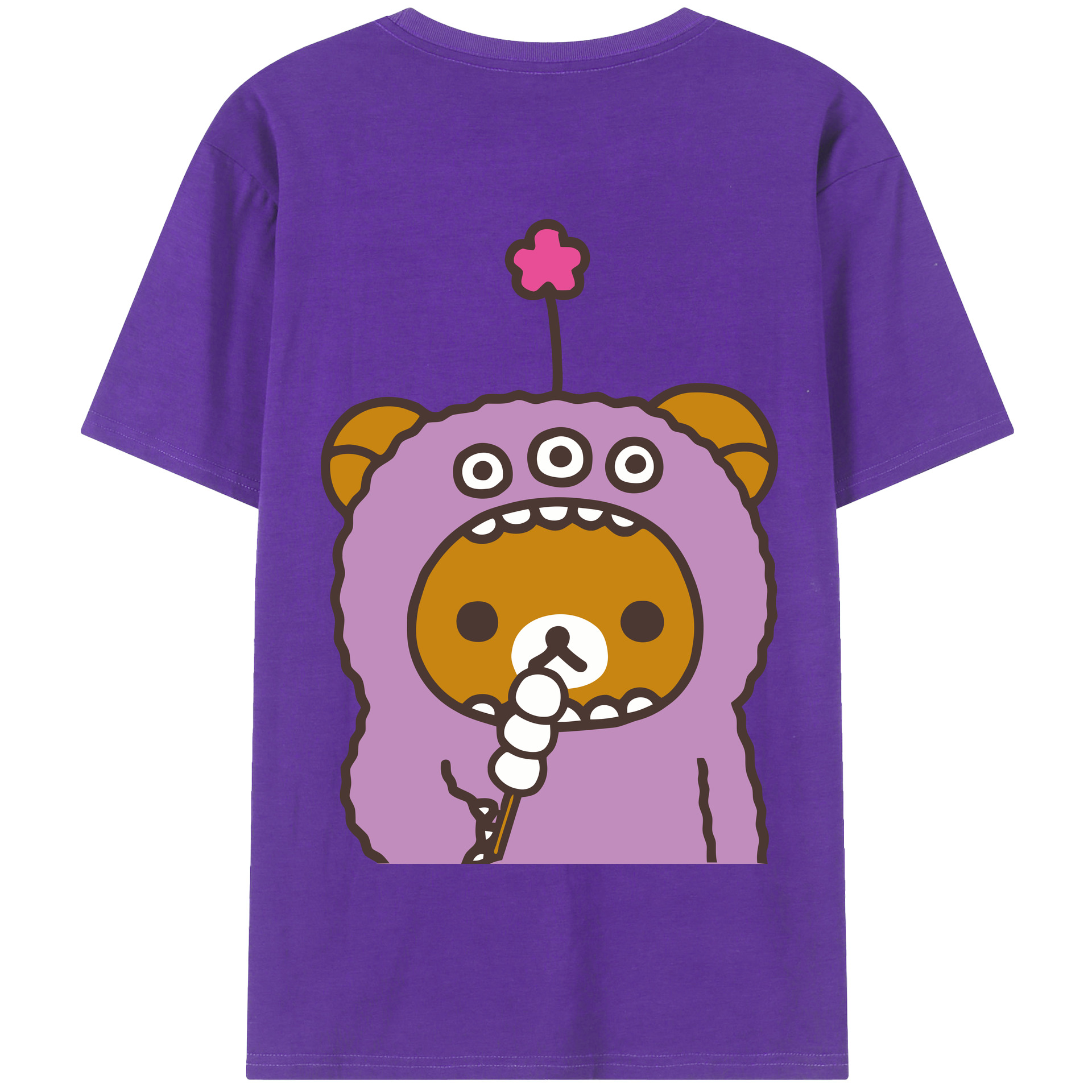 （画像用） リラックマ リラックマ キイロイトリ Rilakkuma Korilakkuma Kiiroitori 綿100％半袖Tシャツ（背面プリント）