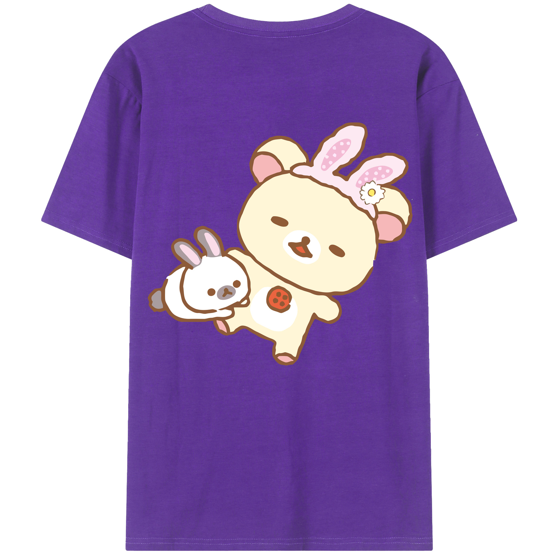 （画像用） リラックマ リラックマ キイロイトリ Rilakkuma Korilakkuma Kiiroitori 綿100％半袖Tシャツ（背面プリント）