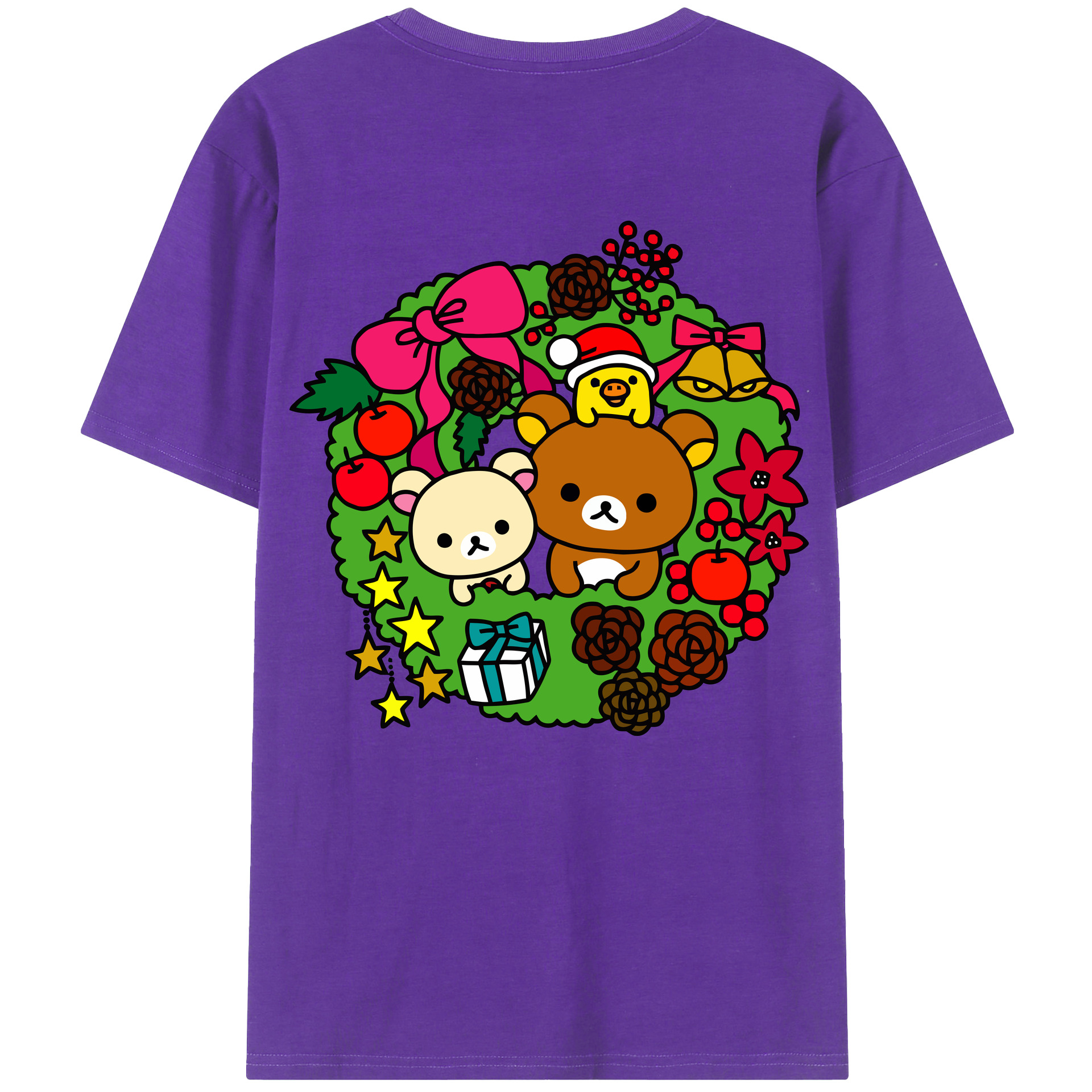 （画像用） リラックマ リラックマ キイロイトリ Rilakkuma Korilakkuma Kiiroitori 綿100％半袖Tシャツ（背面プリント）