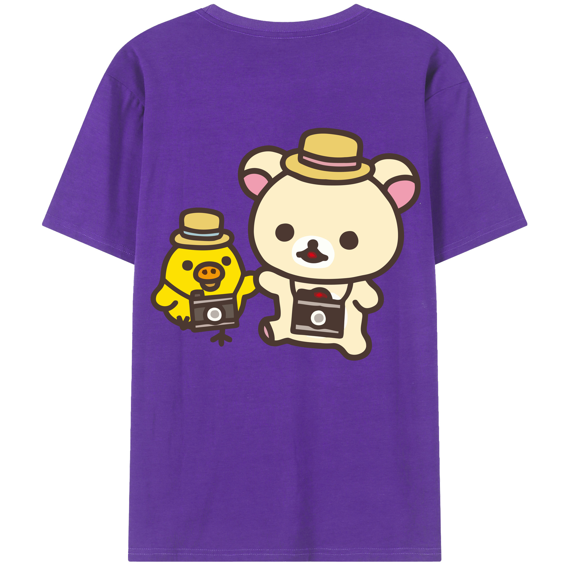 （画像用） リラックマ リラックマ キイロイトリ Rilakkuma Korilakkuma Kiiroitori 綿100％半袖Tシャツ（背面プリント）
