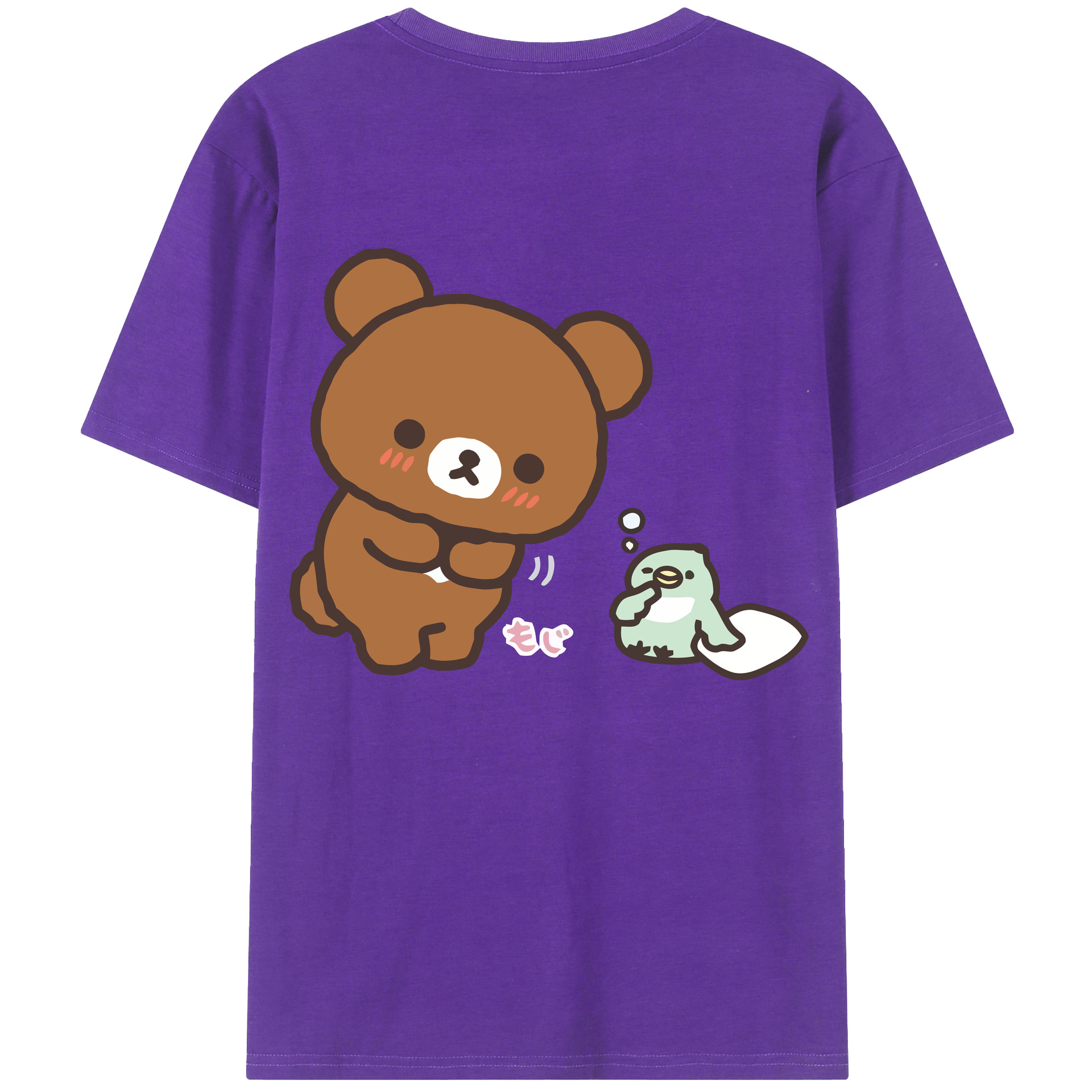 （画像用） リラックマ リラックマ キイロイトリ Rilakkuma Korilakkuma Kiiroitori 綿100％半袖Tシャツ（背面プリント）