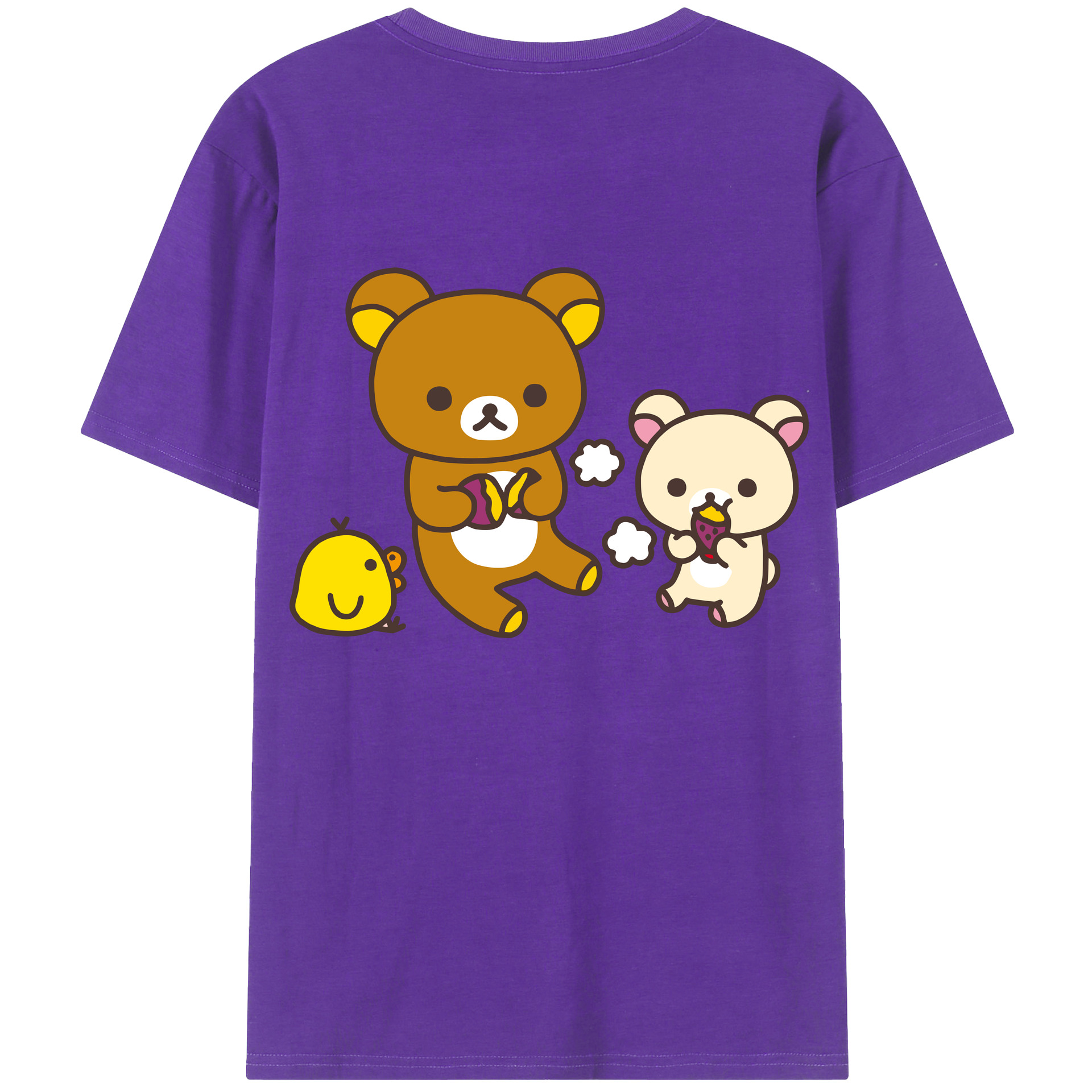 （画像用） リラックマ リラックマ キイロイトリ Rilakkuma Korilakkuma Kiiroitori 綿100％半袖Tシャツ（背面プリント）