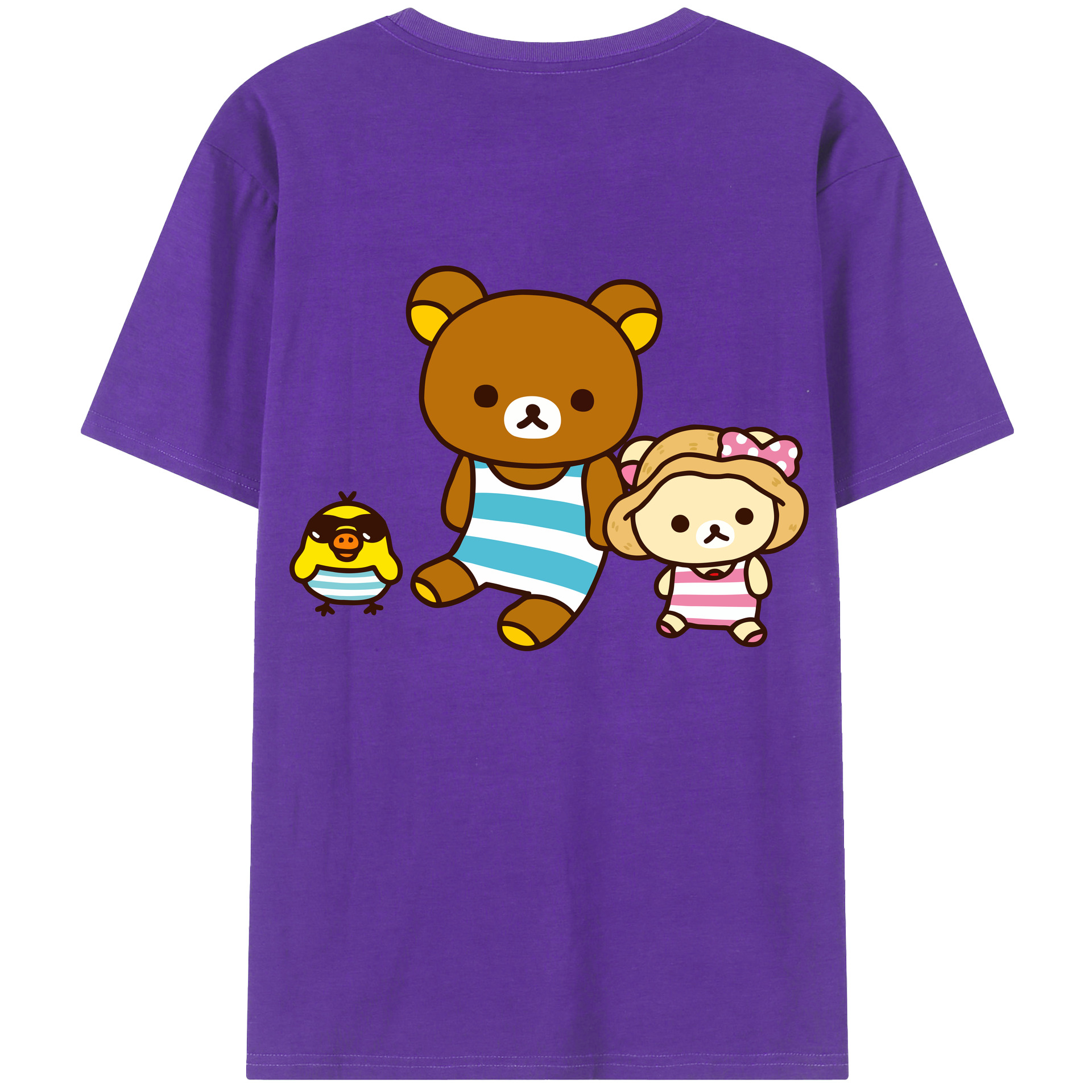 （画像用） リラックマ リラックマ キイロイトリ Rilakkuma Korilakkuma Kiiroitori 綿100％半袖Tシャツ（背面プリント）