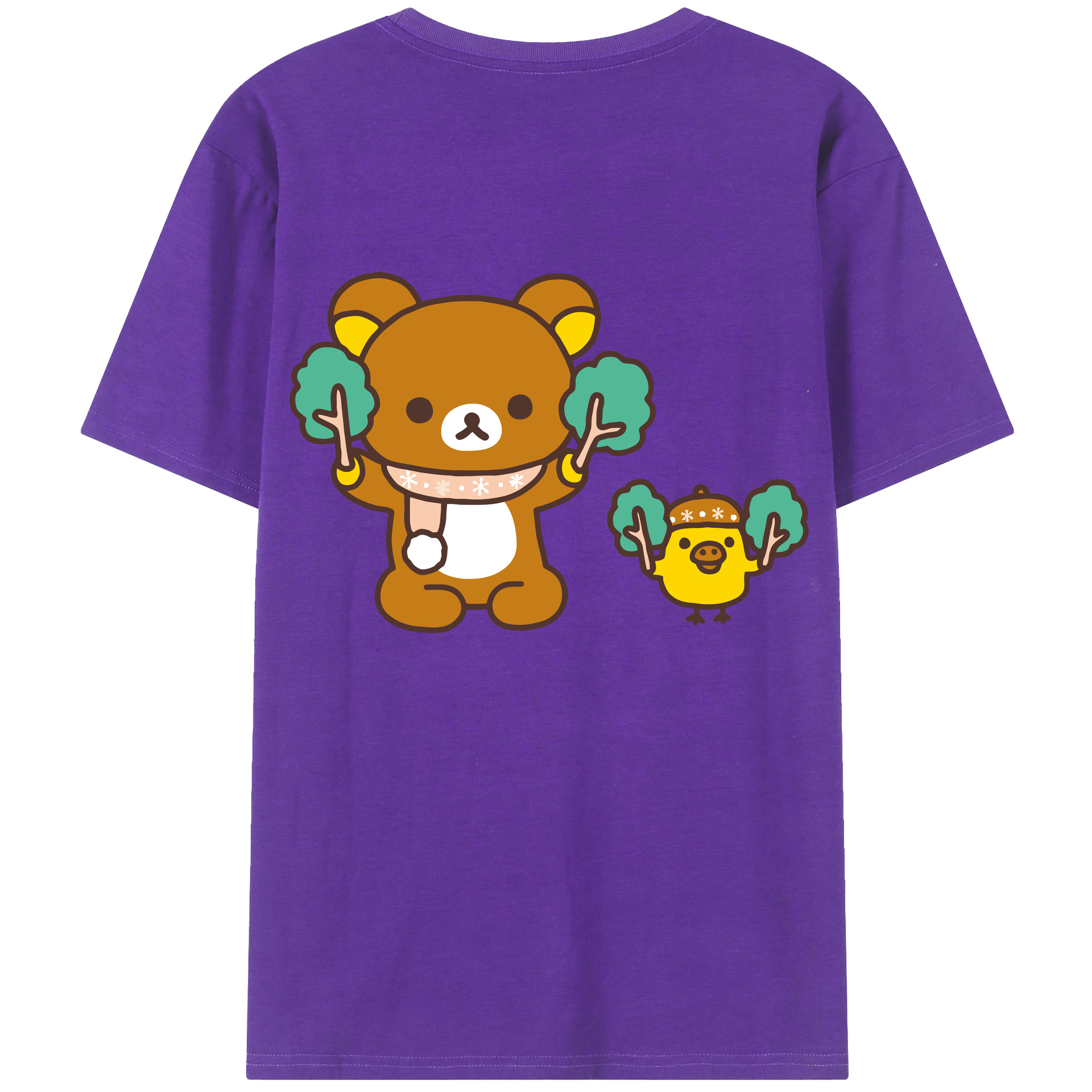 （画像用） リラックマ リラックマ キイロイトリ Rilakkuma Korilakkuma Kiiroitori 綿100％半袖Tシャツ（背面プリント）