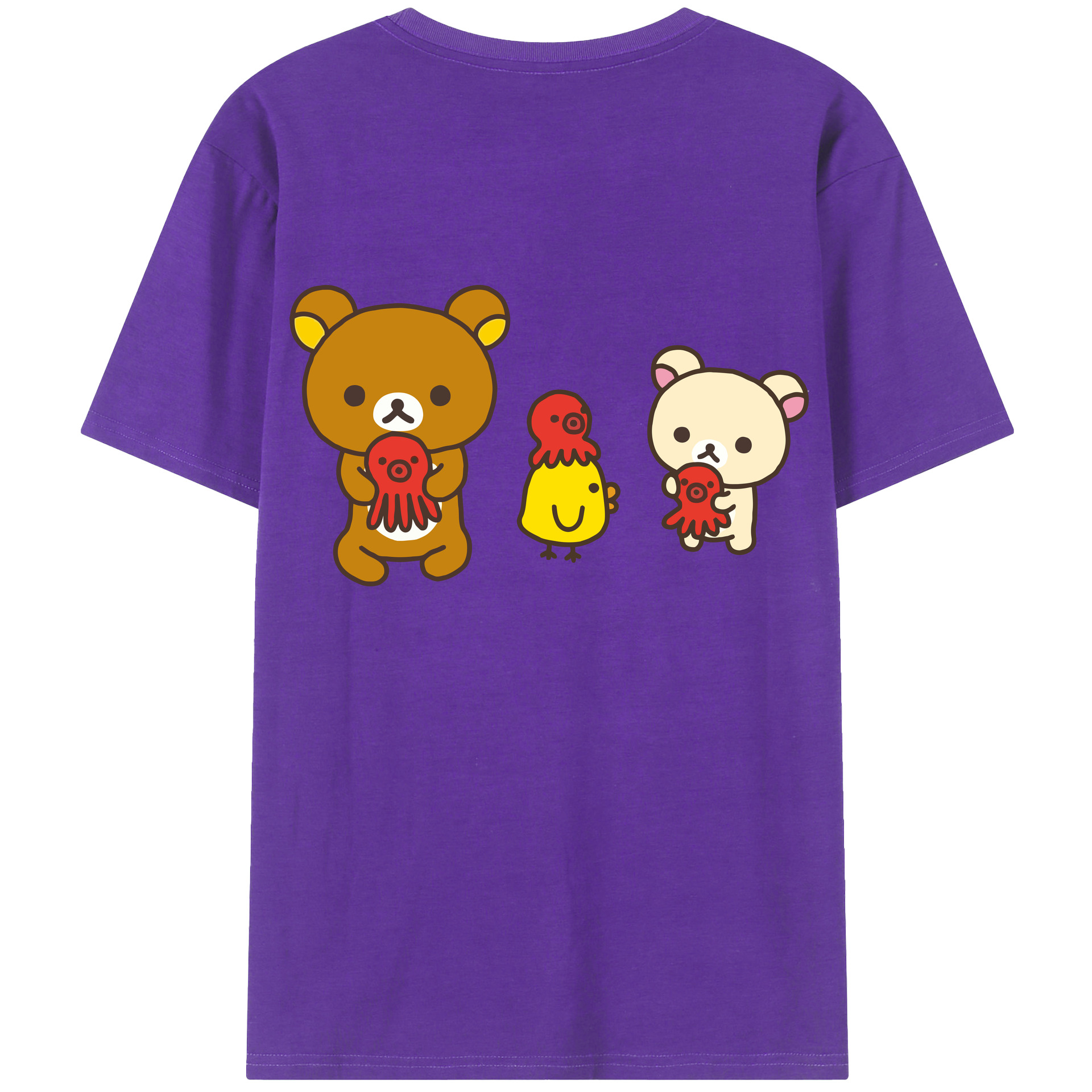 （画像用） リラックマ リラックマ キイロイトリ Rilakkuma Korilakkuma Kiiroitori 綿100％半袖Tシャツ（背面プリント）