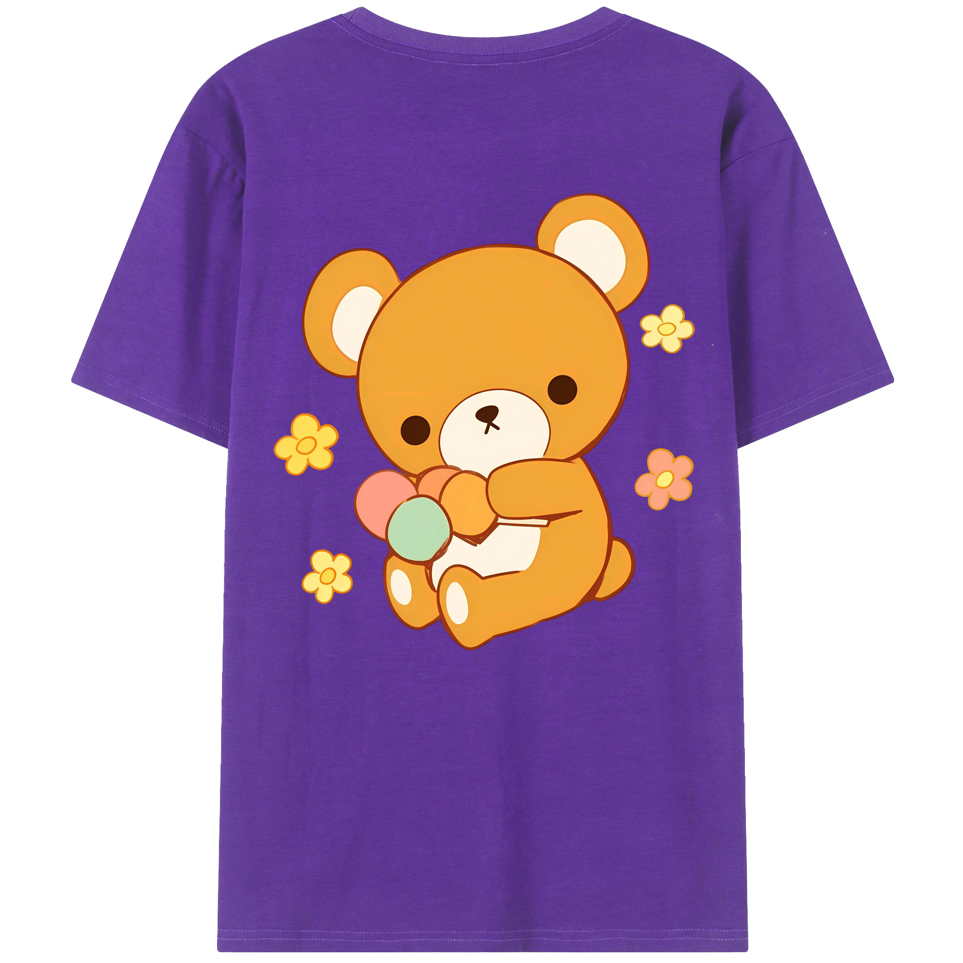 （画像用） リラックマ リラックマ キイロイトリ Rilakkuma Korilakkuma Kiiroitori 綿100％半袖Tシャツ（背面プリント）