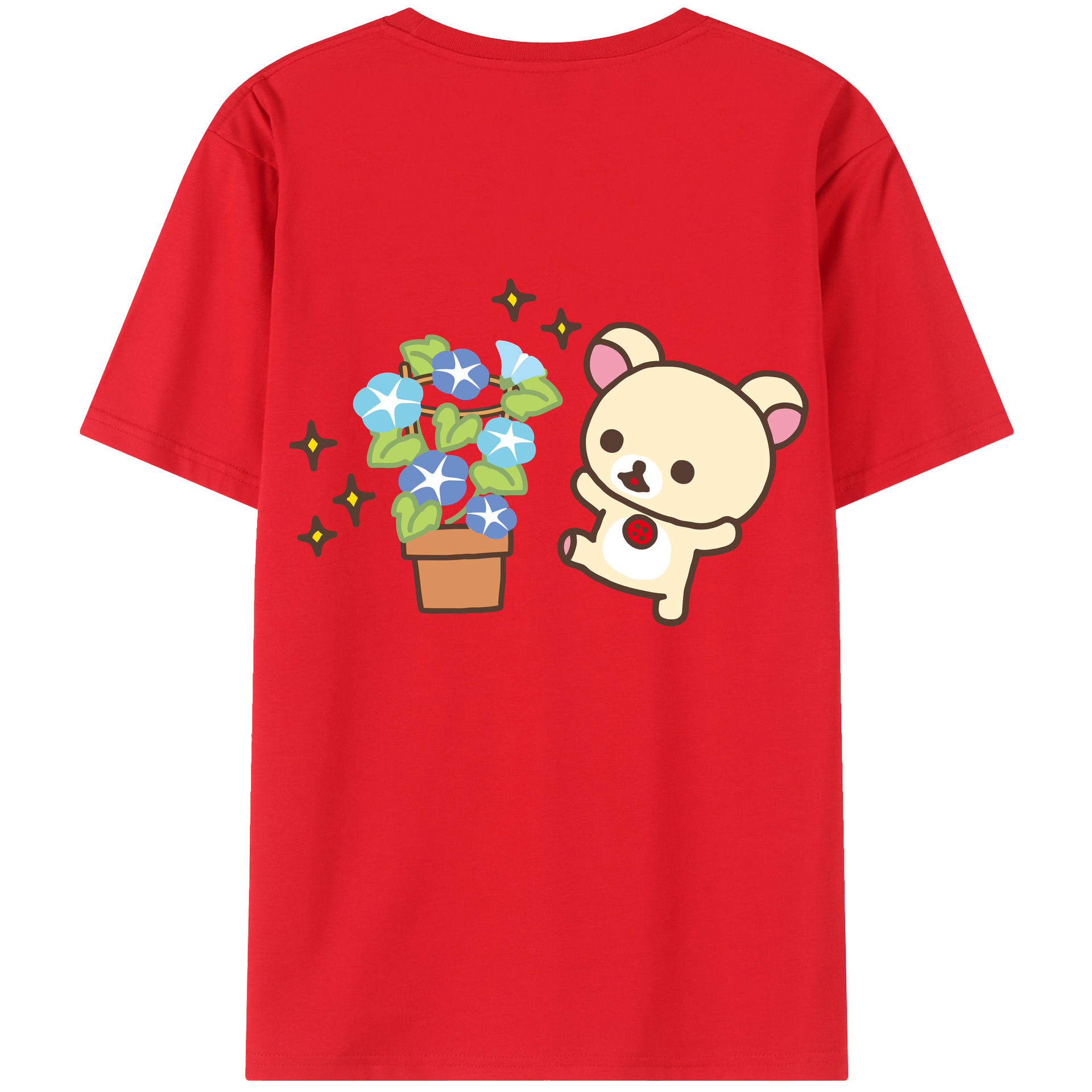 （画像用） リラックマ リラックマ キイロイトリ Rilakkuma Korilakkuma Kiiroitori 綿100％半袖Tシャツ（背面プリント）