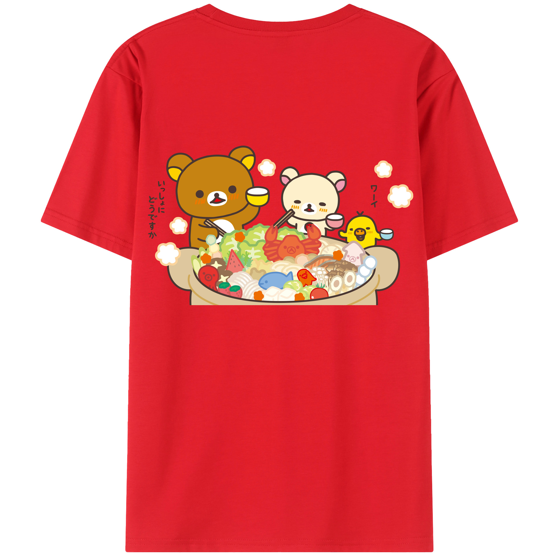 （画像用） リラックマ リラックマ キイロイトリ Rilakkuma Korilakkuma Kiiroitori 綿100％半袖Tシャツ（背面プリント）
