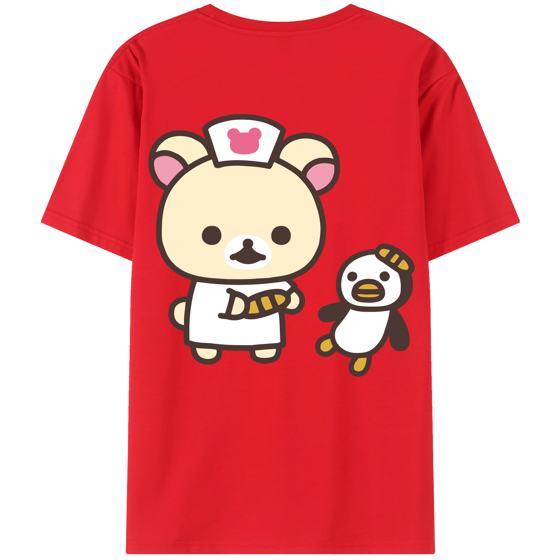 （画像用） リラックマ リラックマ キイロイトリ Rilakkuma Korilakkuma Kiiroitori 綿100％半袖Tシャツ（背面プリント）
