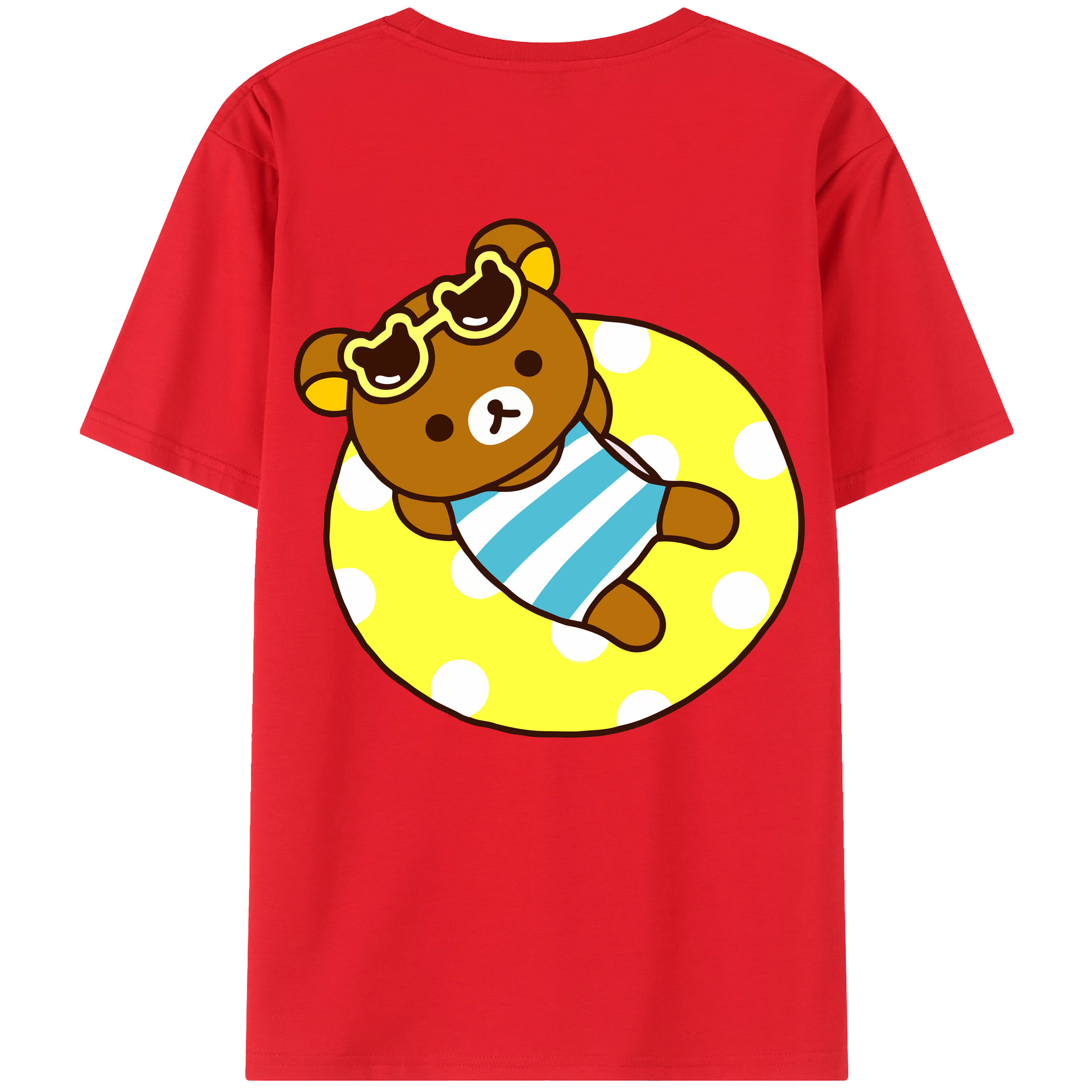 （画像用） リラックマ リラックマ キイロイトリ Rilakkuma Korilakkuma Kiiroitori 綿100％半袖Tシャツ（背面プリント）