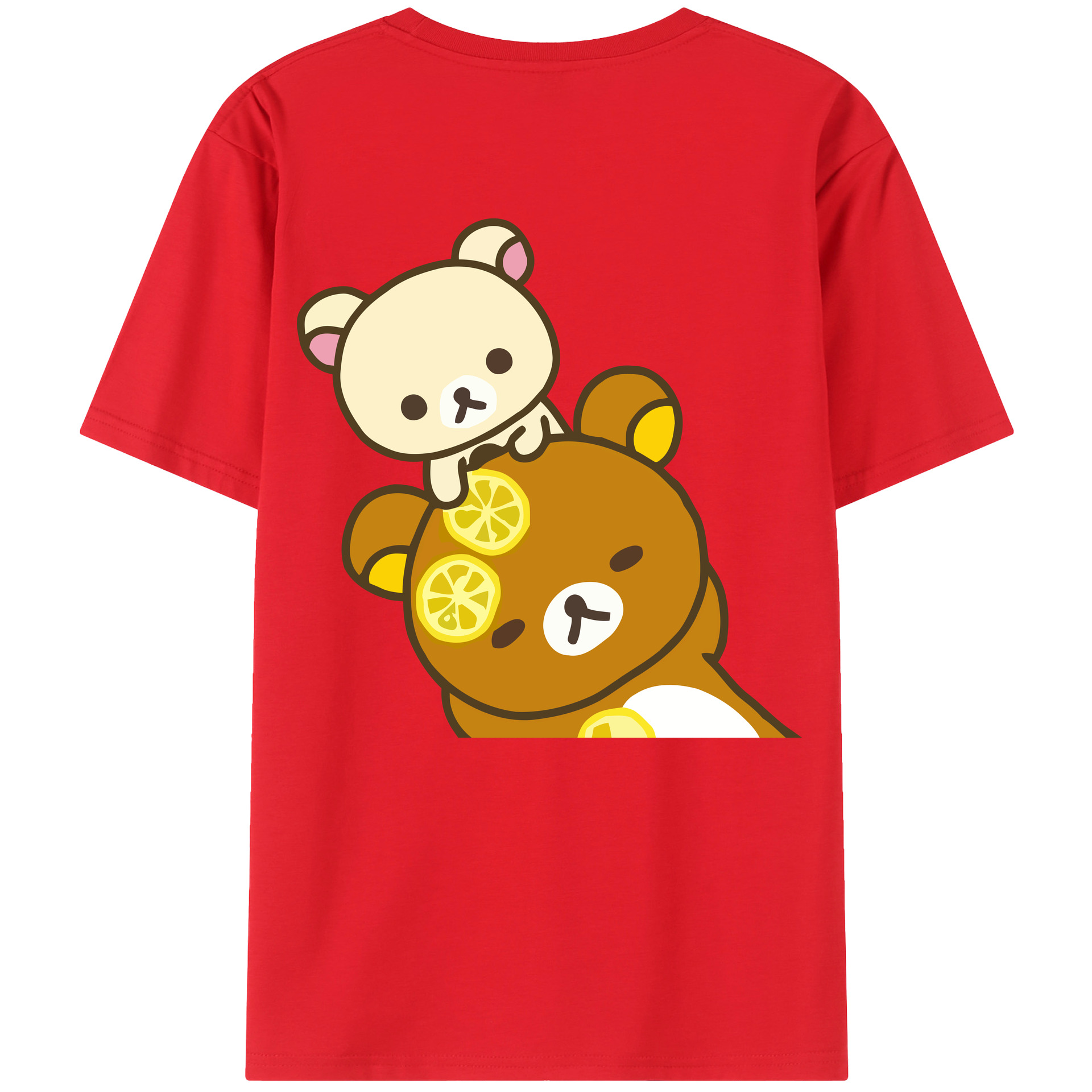 （画像用） リラックマ リラックマ キイロイトリ Rilakkuma Korilakkuma Kiiroitori 綿100％半袖Tシャツ（背面プリント）