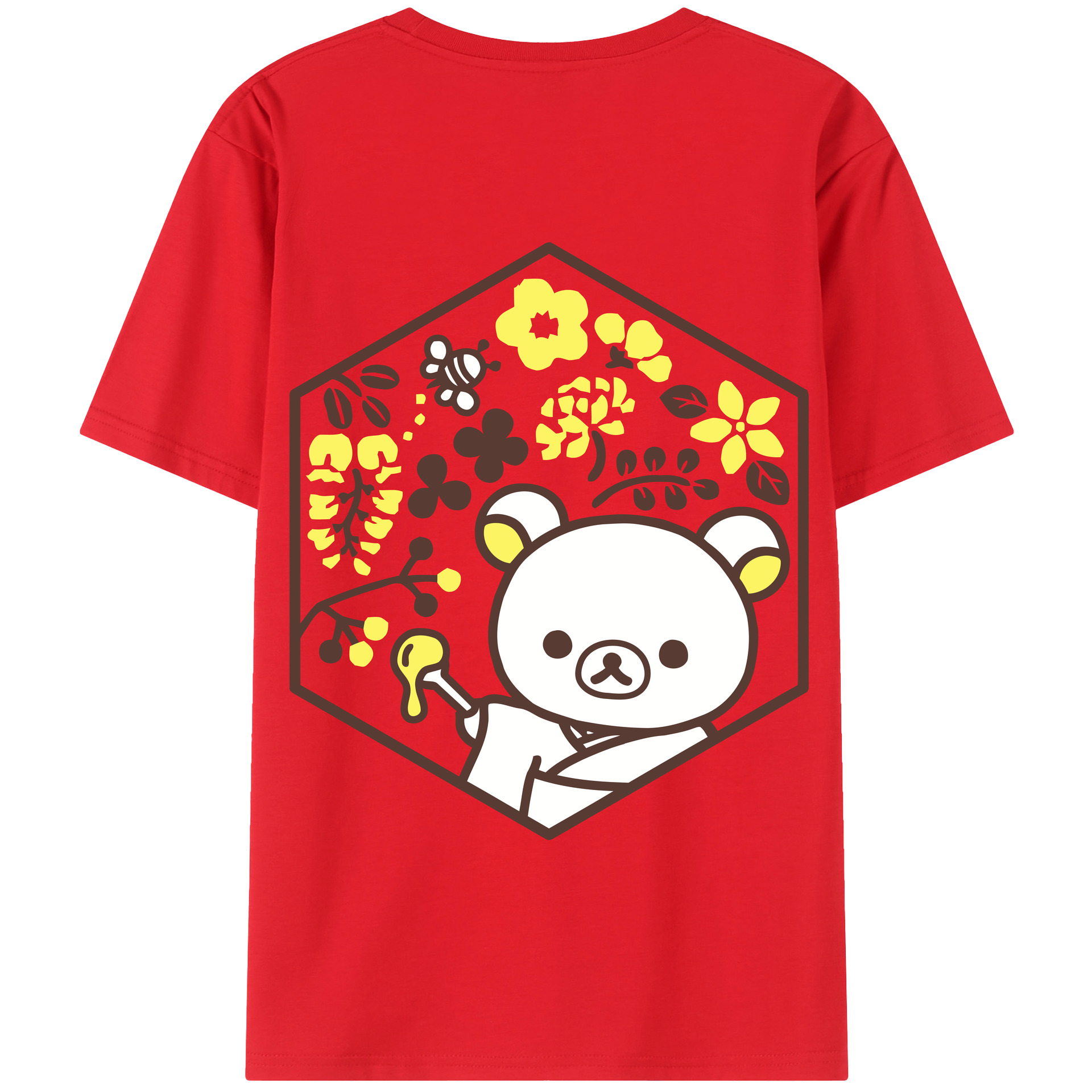 （画像用） リラックマ リラックマ キイロイトリ Rilakkuma Korilakkuma Kiiroitori 綿100％半袖Tシャツ（背面プリント）