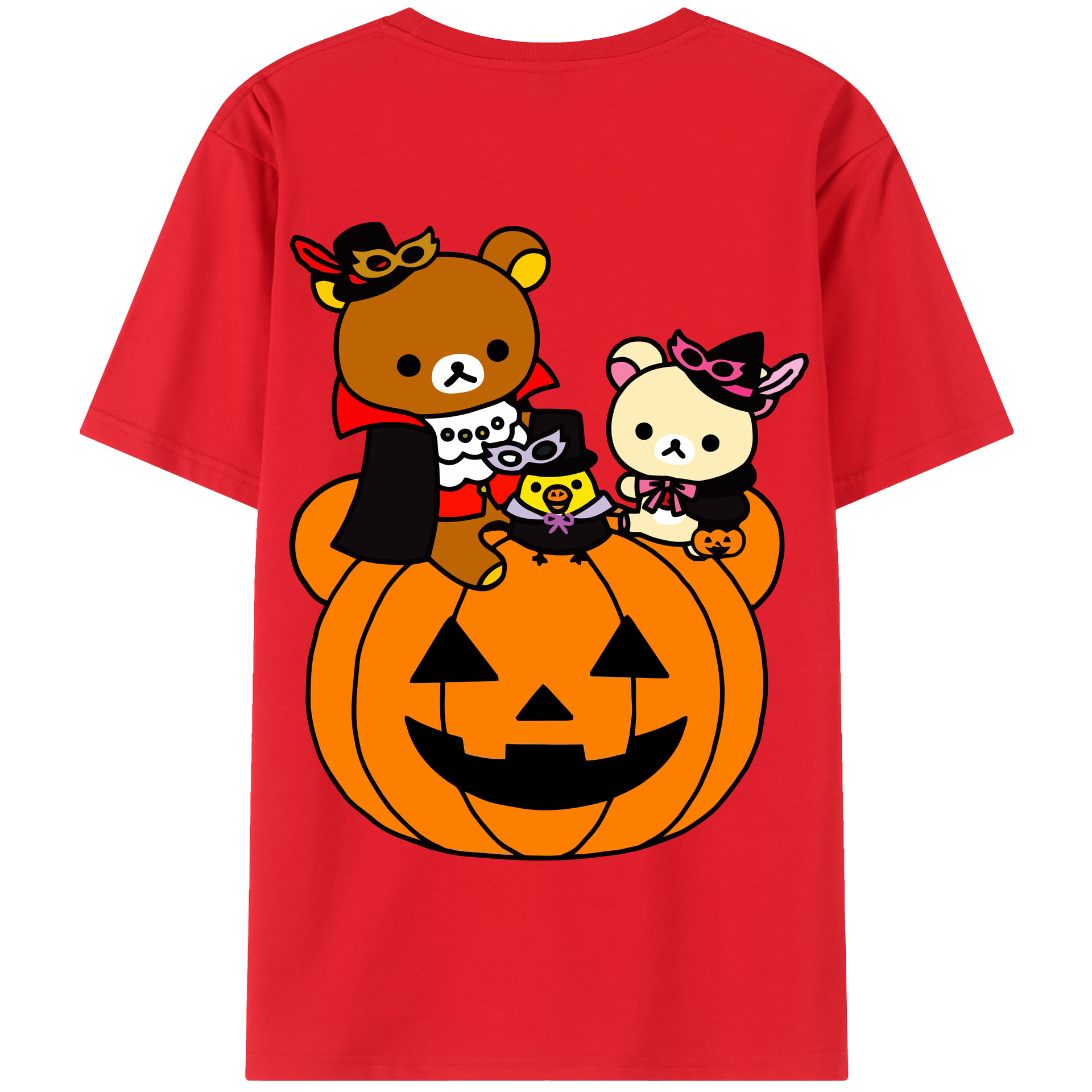 （画像用） リラックマ リラックマ キイロイトリ Rilakkuma Korilakkuma Kiiroitori 綿100％半袖Tシャツ（背面プリント）