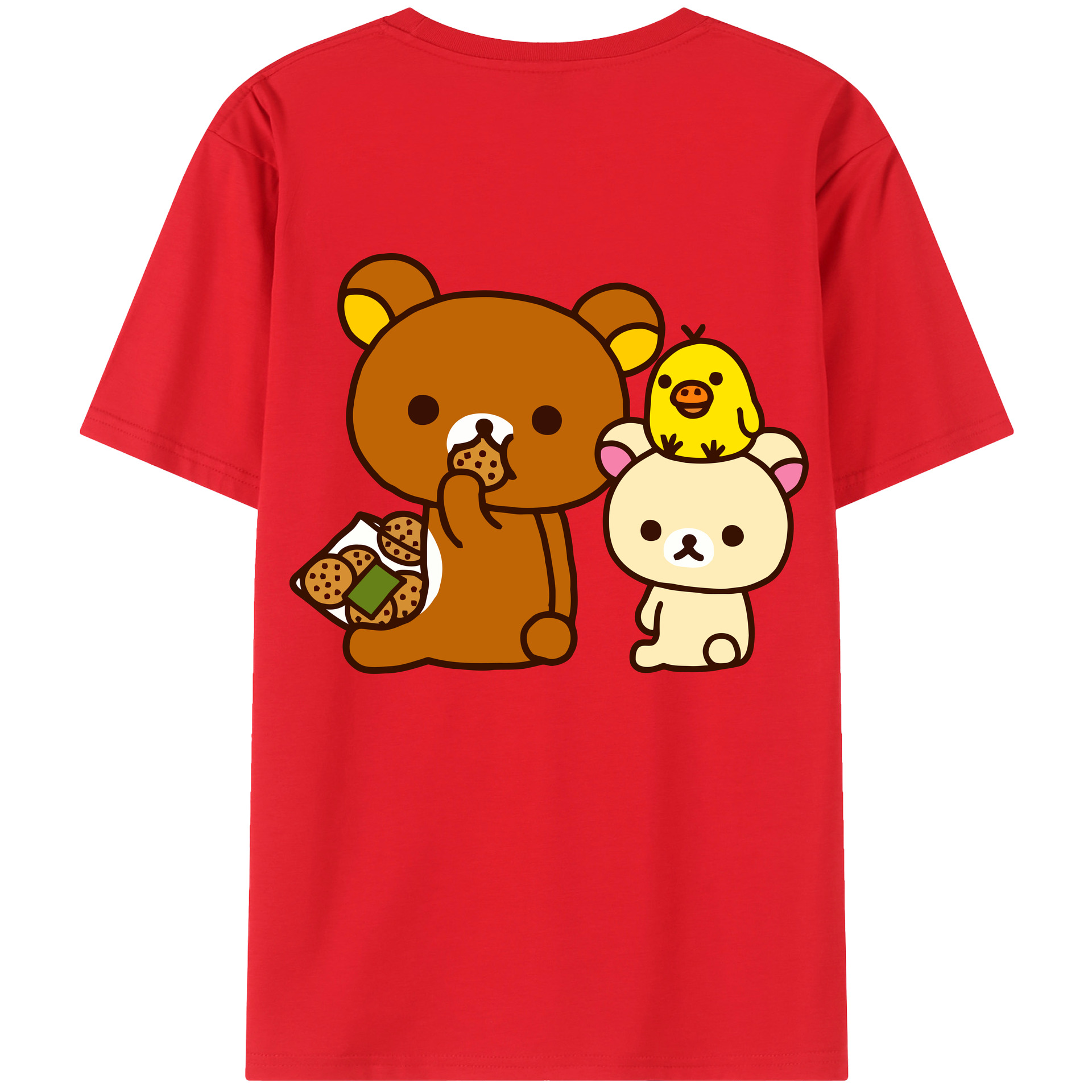 （画像用） リラックマ リラックマ キイロイトリ Rilakkuma Korilakkuma Kiiroitori 綿100％半袖Tシャツ（背面プリント）
