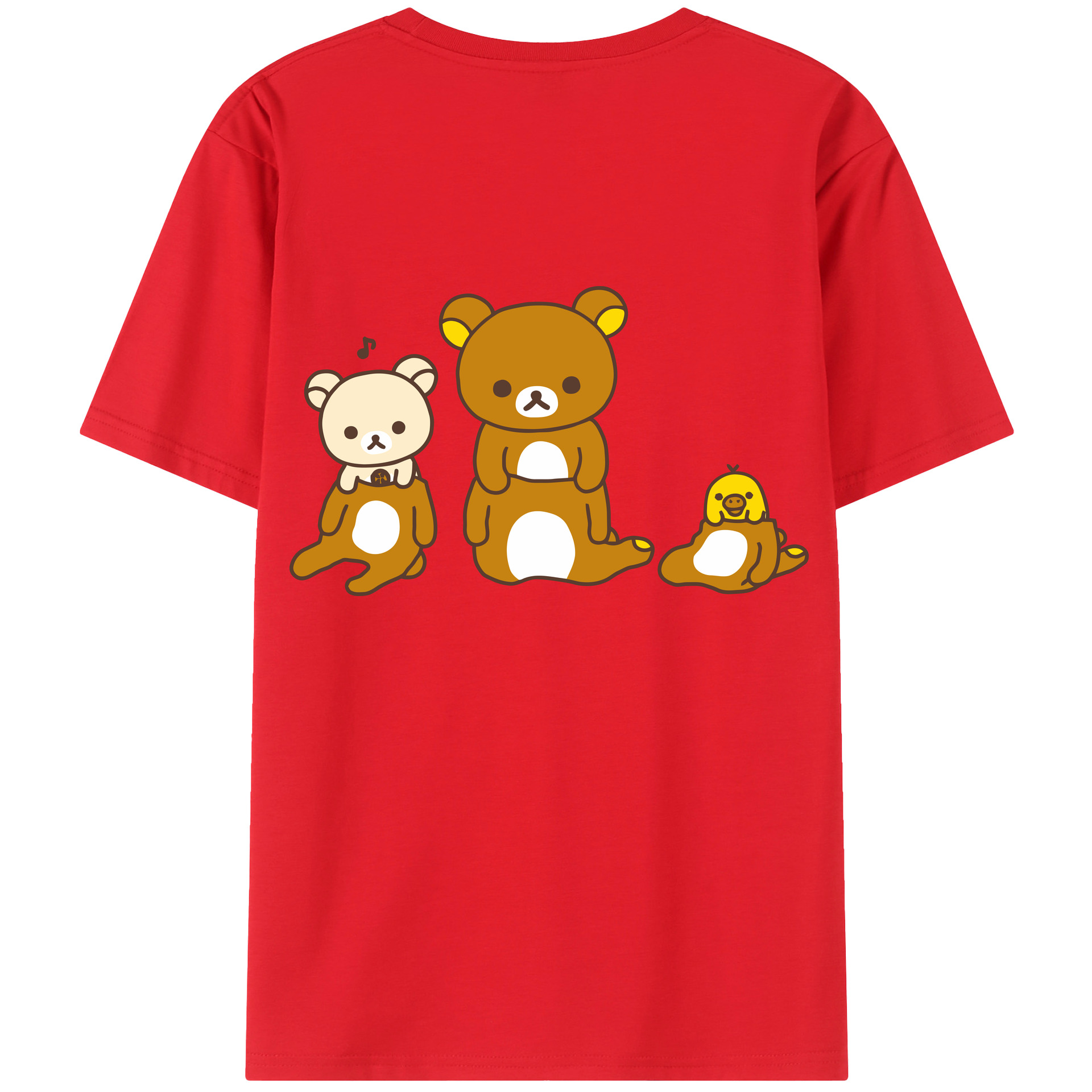 （画像用） リラックマ リラックマ キイロイトリ Rilakkuma Korilakkuma Kiiroitori 綿100％半袖Tシャツ（背面プリント）