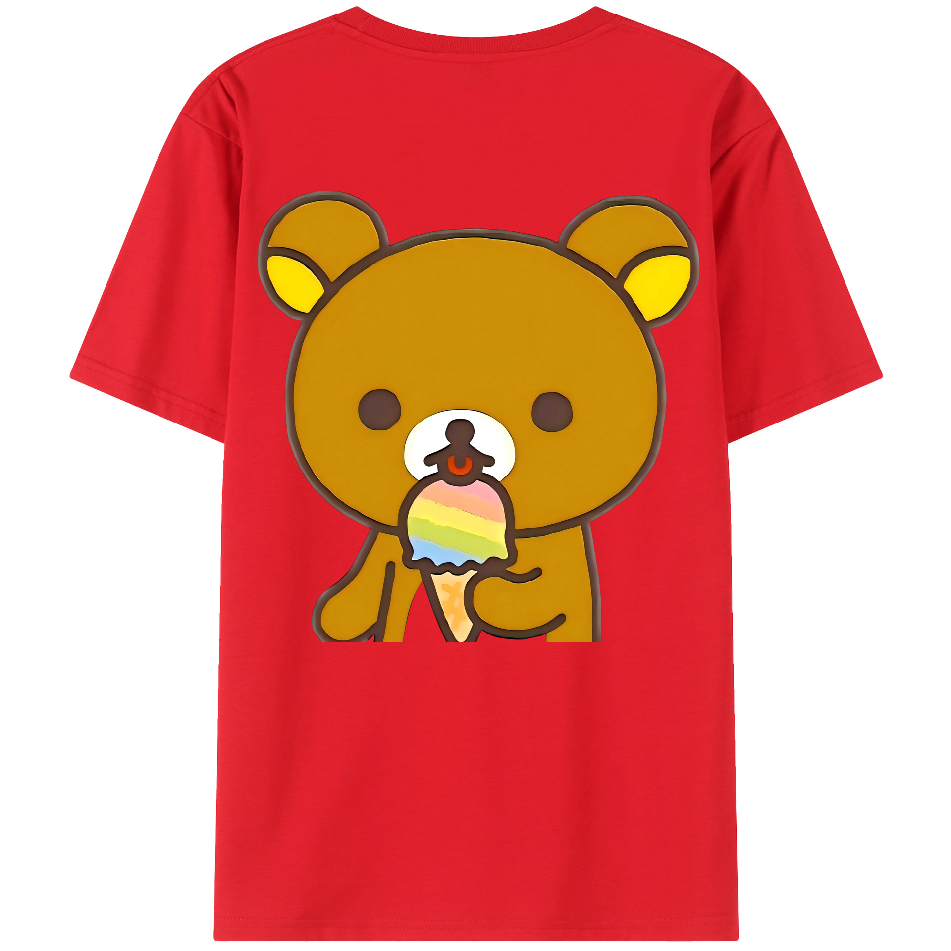 （画像用） リラックマ リラックマ キイロイトリ Rilakkuma Korilakkuma Kiiroitori 綿100％半袖Tシャツ（背面プリント）
