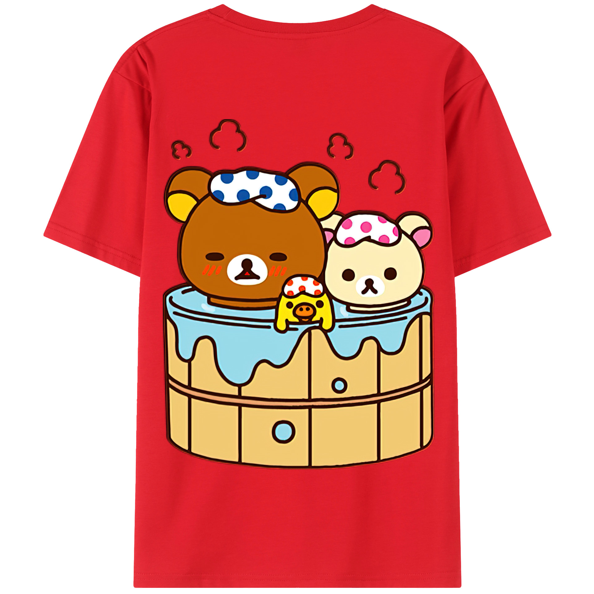 （画像用） リラックマ リラックマ キイロイトリ Rilakkuma Korilakkuma Kiiroitori 綿100％半袖Tシャツ（背面プリント）