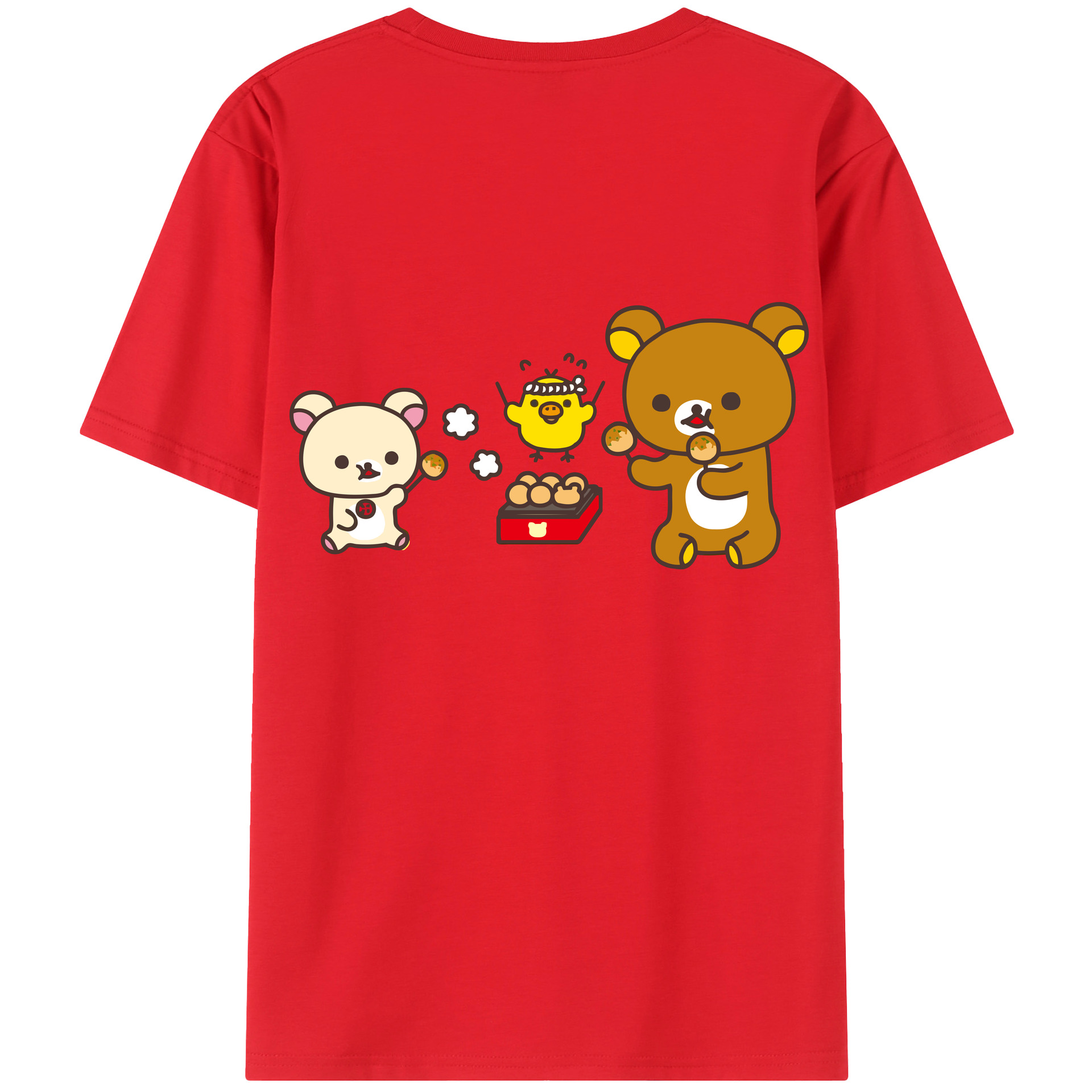 （画像用） リラックマ リラックマ キイロイトリ Rilakkuma Korilakkuma Kiiroitori 綿100％半袖Tシャツ（背面プリント）