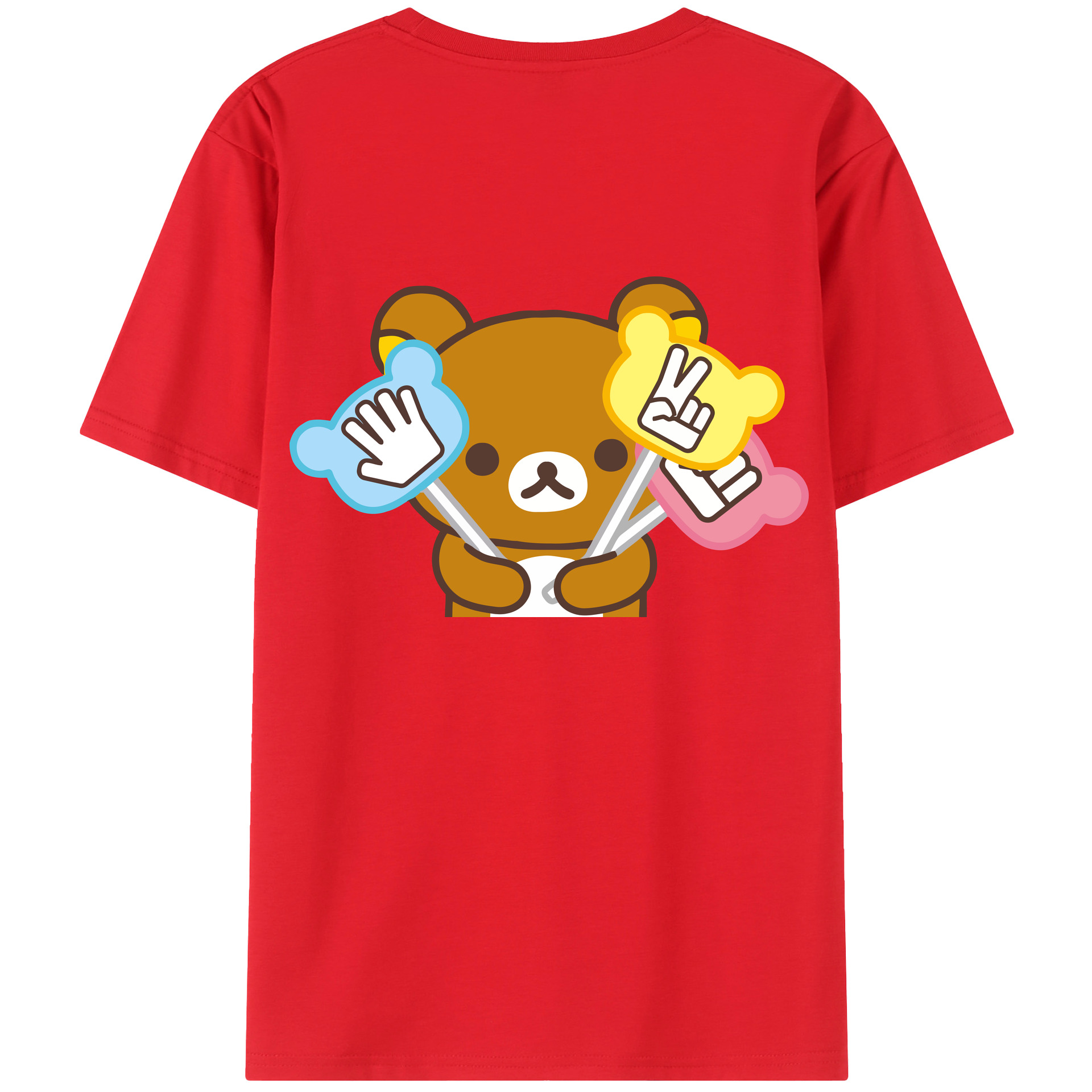 （画像用） リラックマ リラックマ キイロイトリ Rilakkuma Korilakkuma Kiiroitori 綿100％半袖Tシャツ（背面プリント）