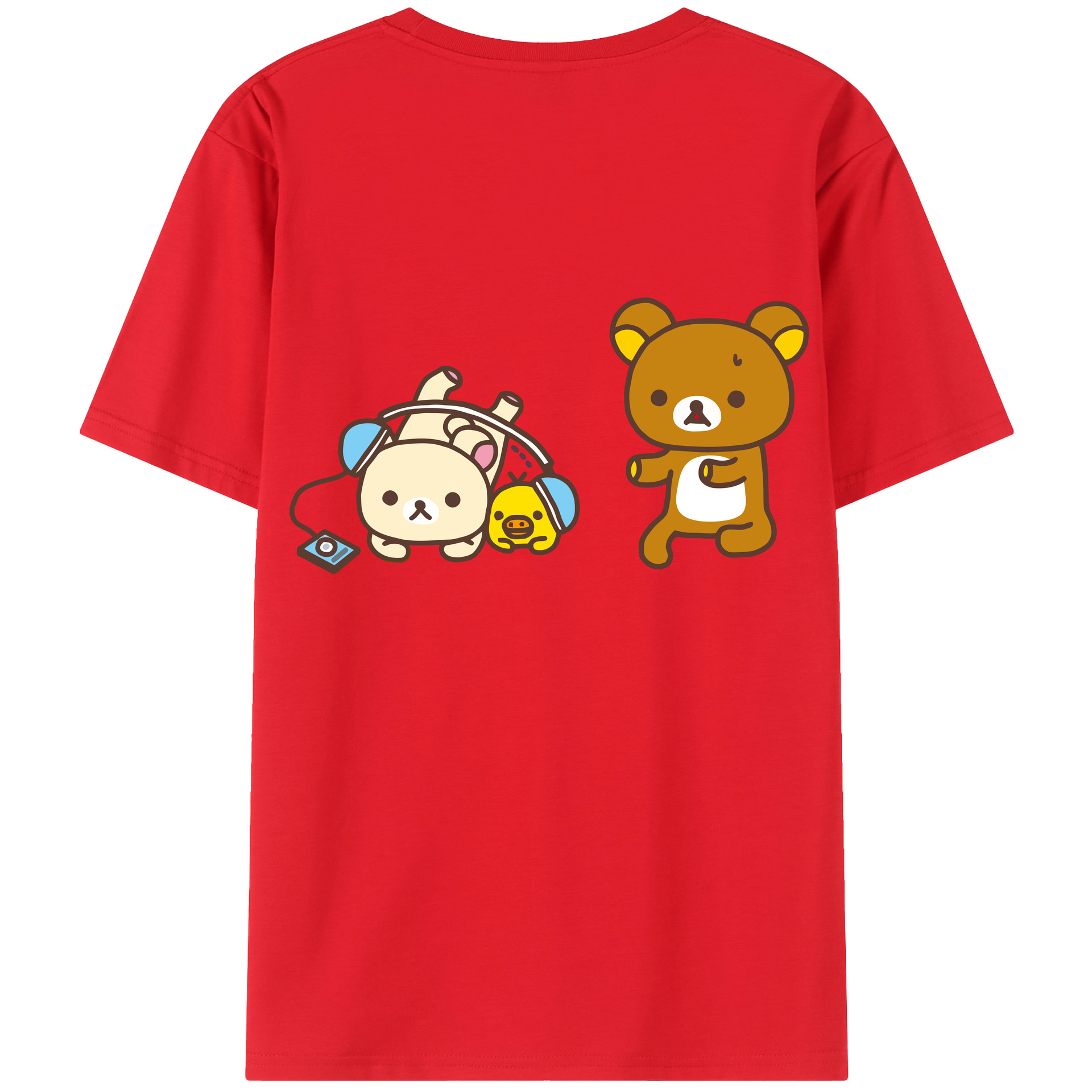（画像用） リラックマ リラックマ キイロイトリ Rilakkuma Korilakkuma Kiiroitori 綿100％半袖Tシャツ（背面プリント）