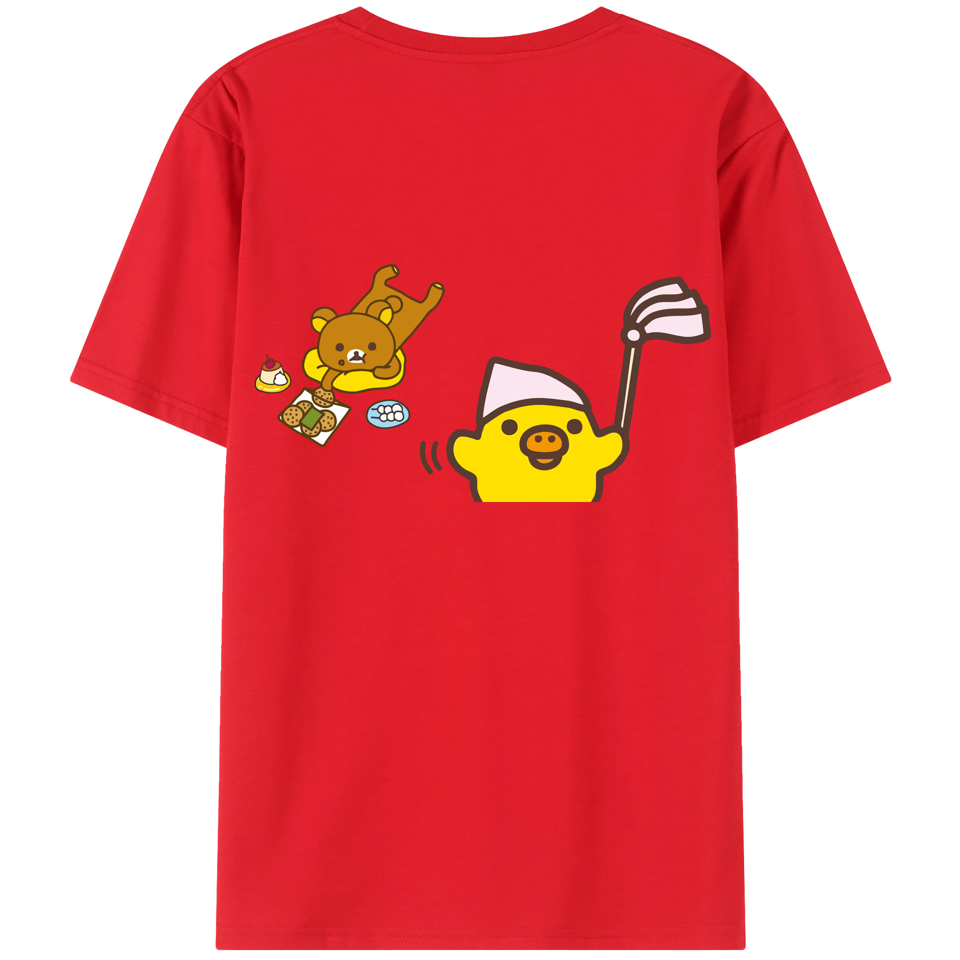 （画像用） リラックマ リラックマ キイロイトリ Rilakkuma Korilakkuma Kiiroitori 綿100％半袖Tシャツ（背面プリント）