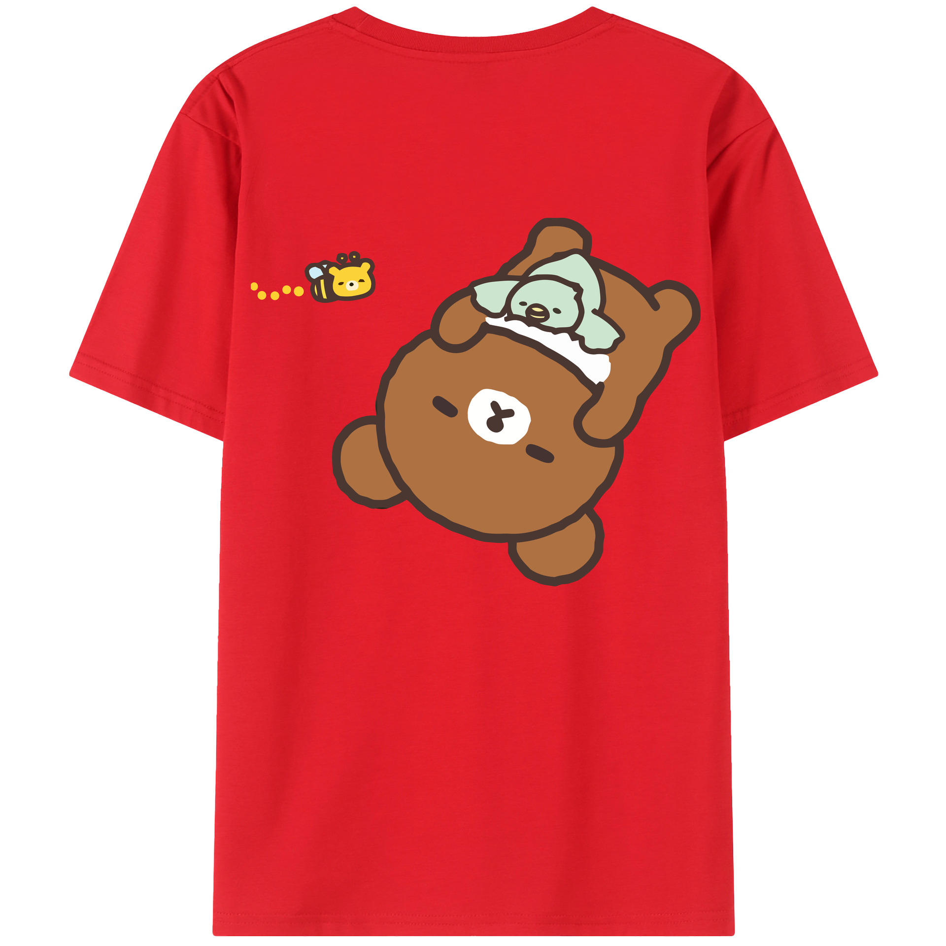 （画像用） リラックマ リラックマ キイロイトリ Rilakkuma Korilakkuma Kiiroitori 綿100％半袖Tシャツ（背面プリント）