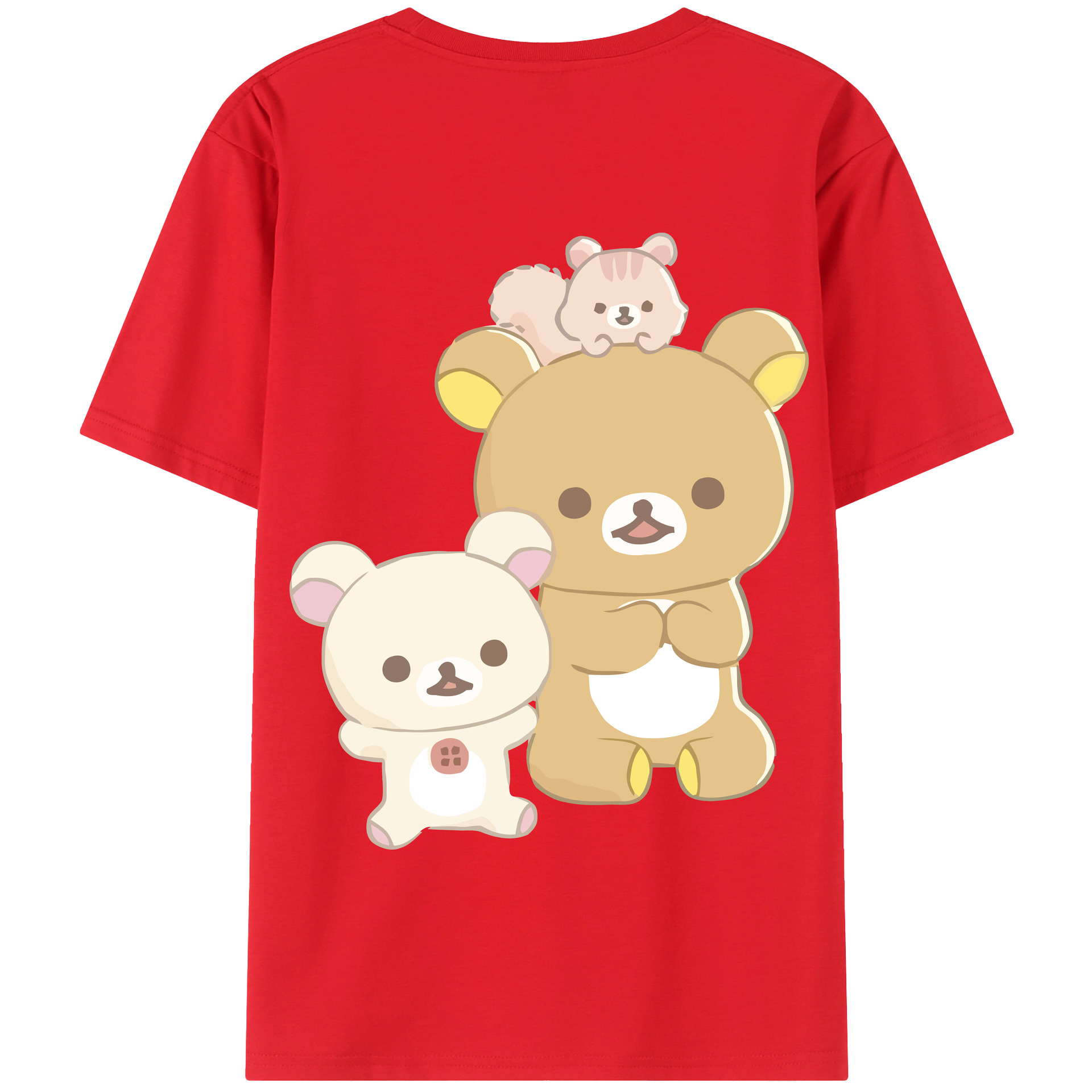 （画像用） リラックマ リラックマ キイロイトリ Rilakkuma Korilakkuma Kiiroitori 綿100％半袖Tシャツ（背面プリント）