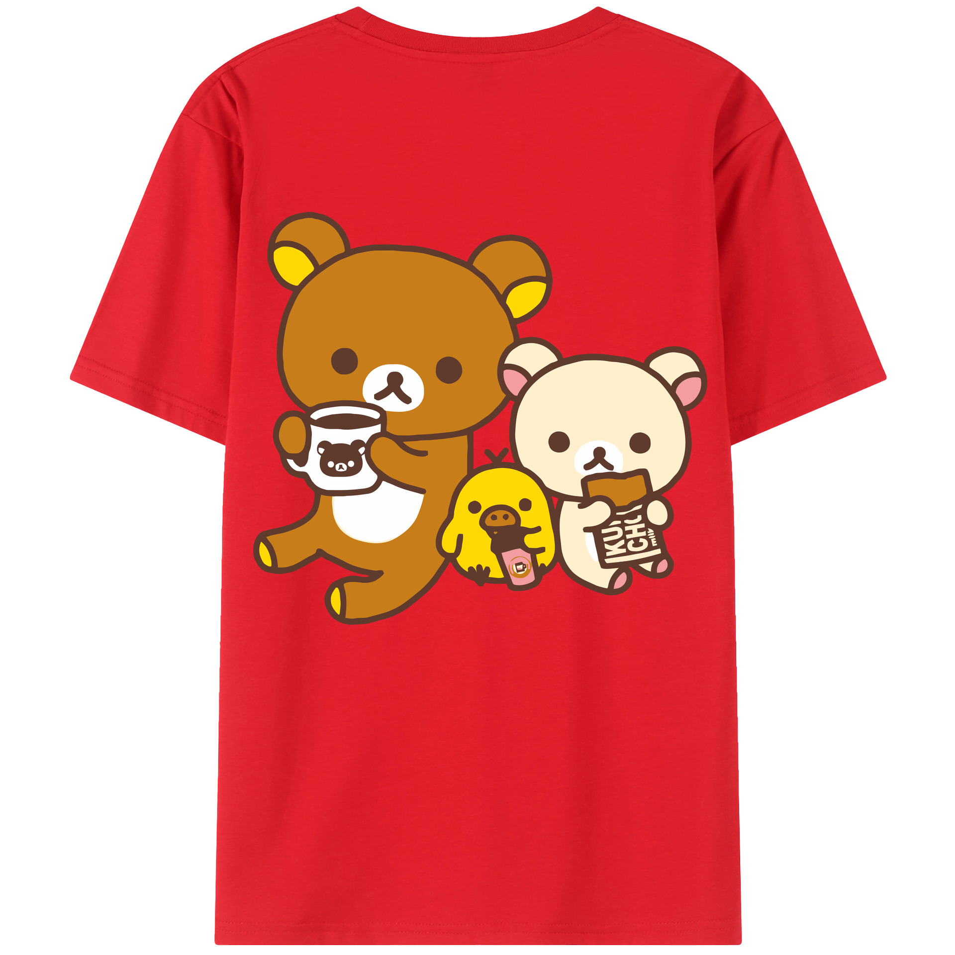 （画像用） リラックマ リラックマ キイロイトリ Rilakkuma Korilakkuma Kiiroitori 綿100％半袖Tシャツ（背面プリント）