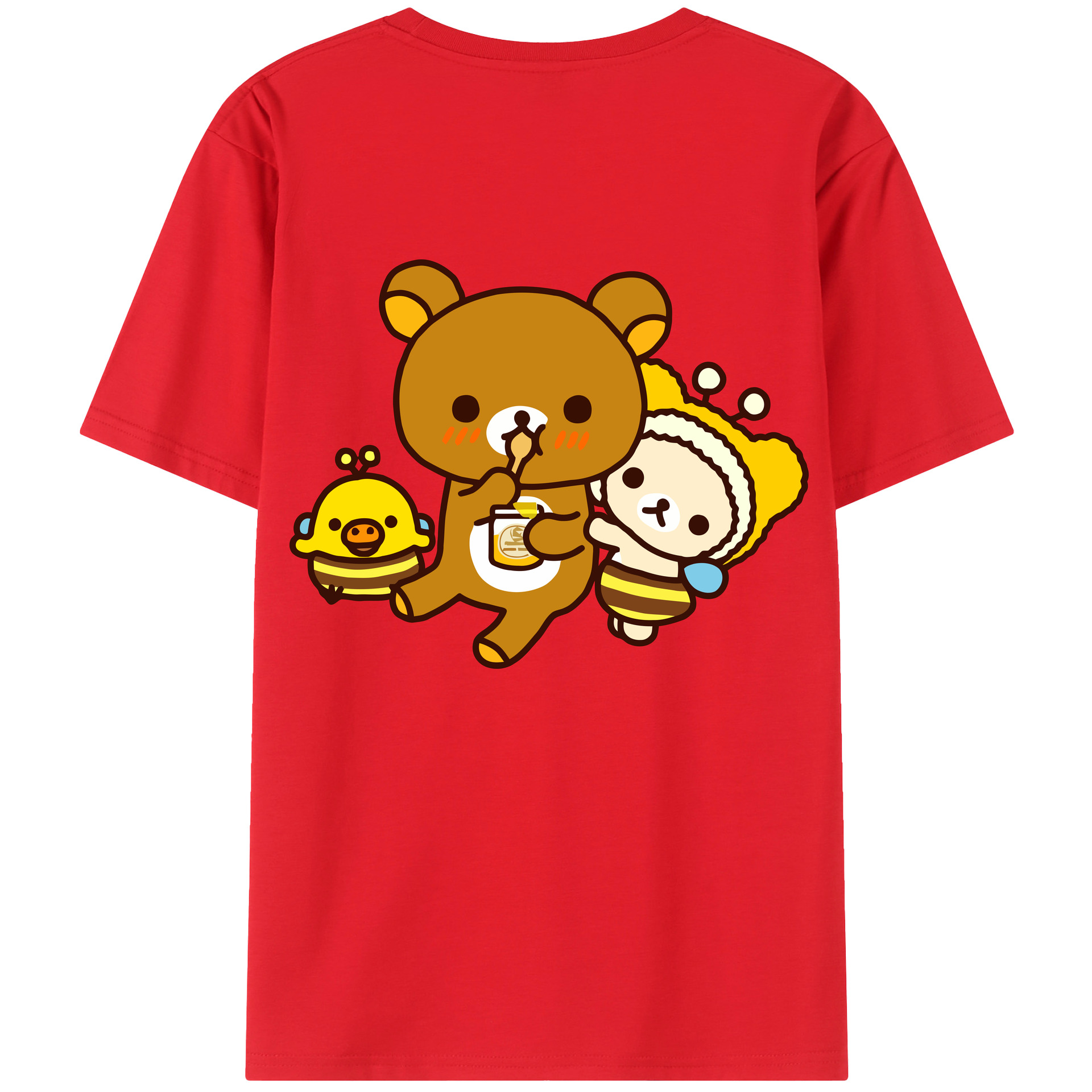 （画像用） リラックマ リラックマ キイロイトリ Rilakkuma Korilakkuma Kiiroitori 綿100％半袖Tシャツ（背面プリント）