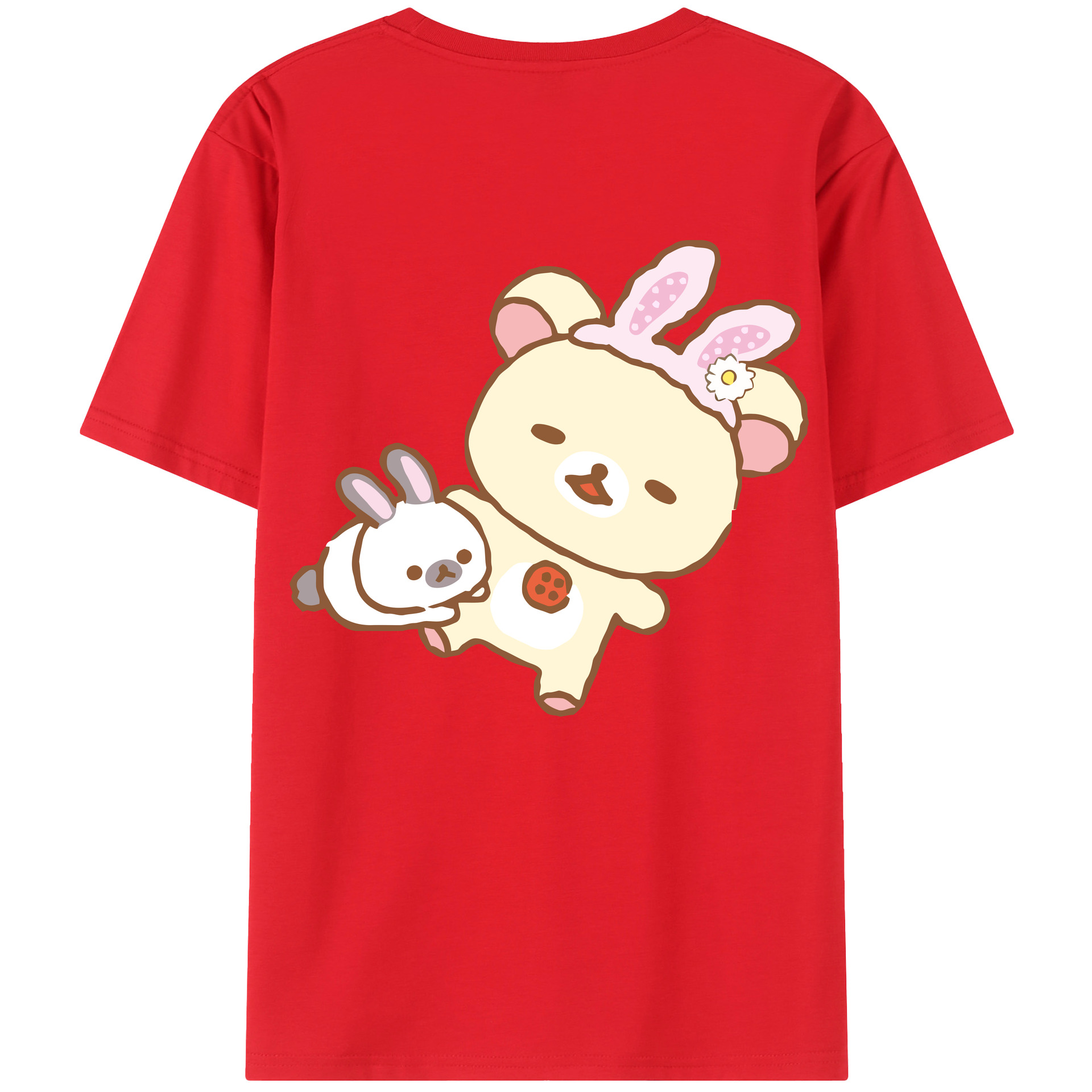 （画像用） リラックマ リラックマ キイロイトリ Rilakkuma Korilakkuma Kiiroitori 綿100％半袖Tシャツ（背面プリント）