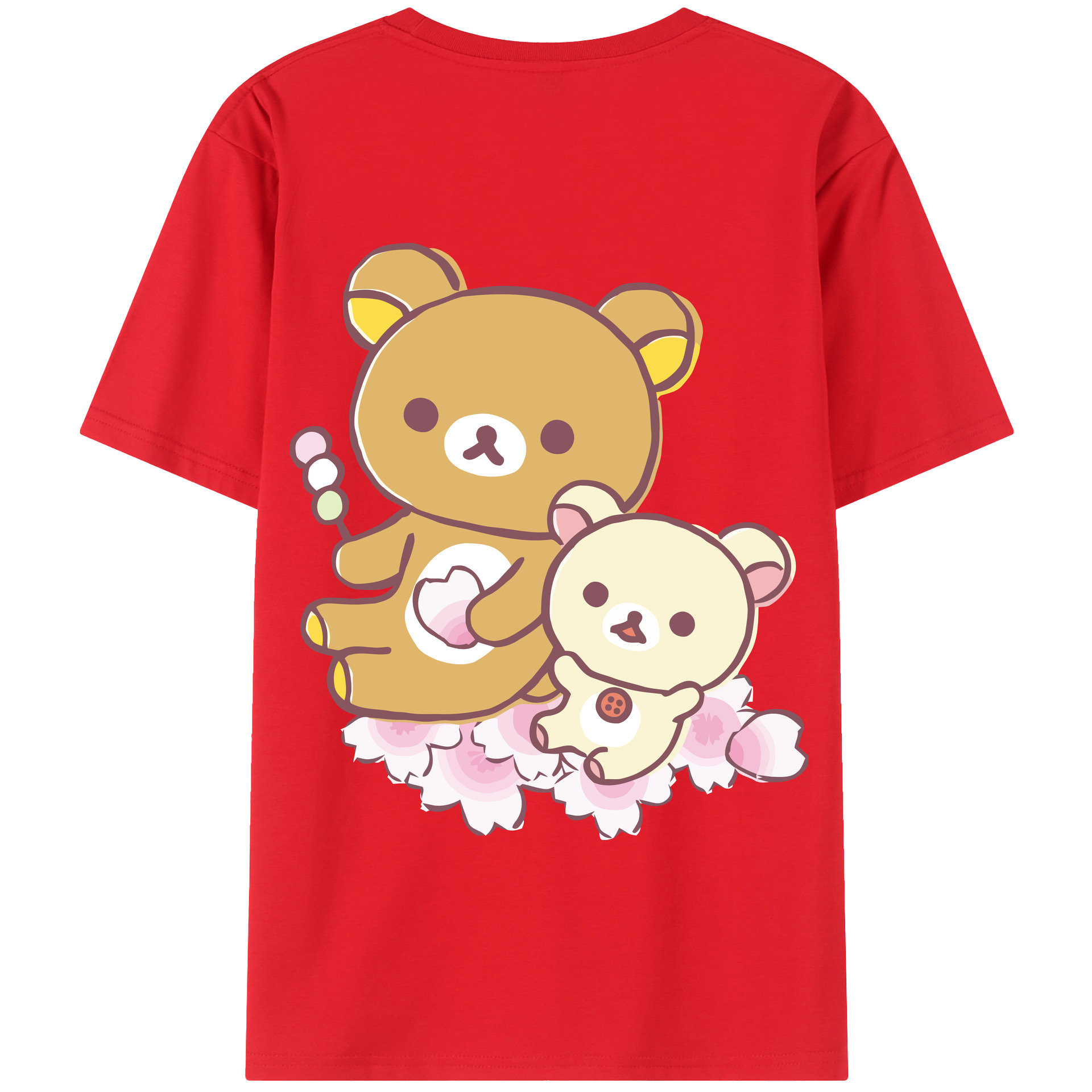 （画像用） リラックマ リラックマ キイロイトリ Rilakkuma Korilakkuma Kiiroitori 綿100％半袖Tシャツ（背面プリント）