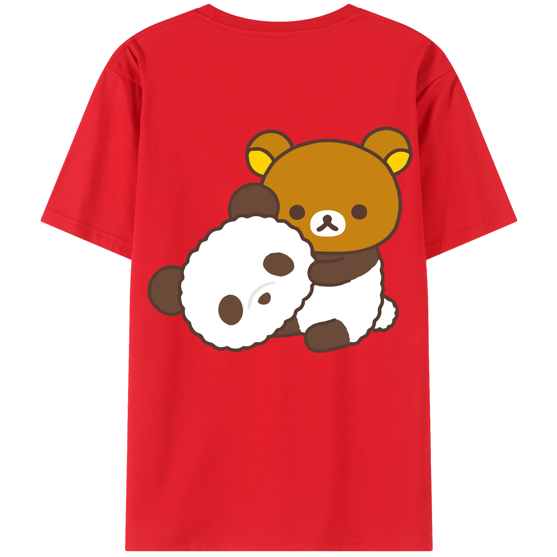 （画像用） リラックマ リラックマ キイロイトリ Rilakkuma Korilakkuma Kiiroitori 綿100％半袖Tシャツ（背面プリント）