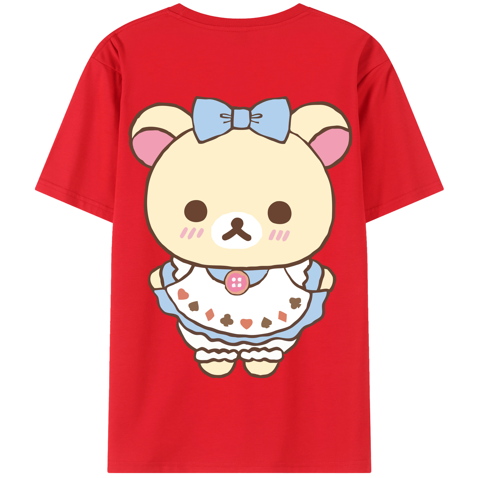 （画像用） リラックマ リラックマ キイロイトリ Rilakkuma Korilakkuma Kiiroitori 綿100％半袖Tシャツ（背面プリント）