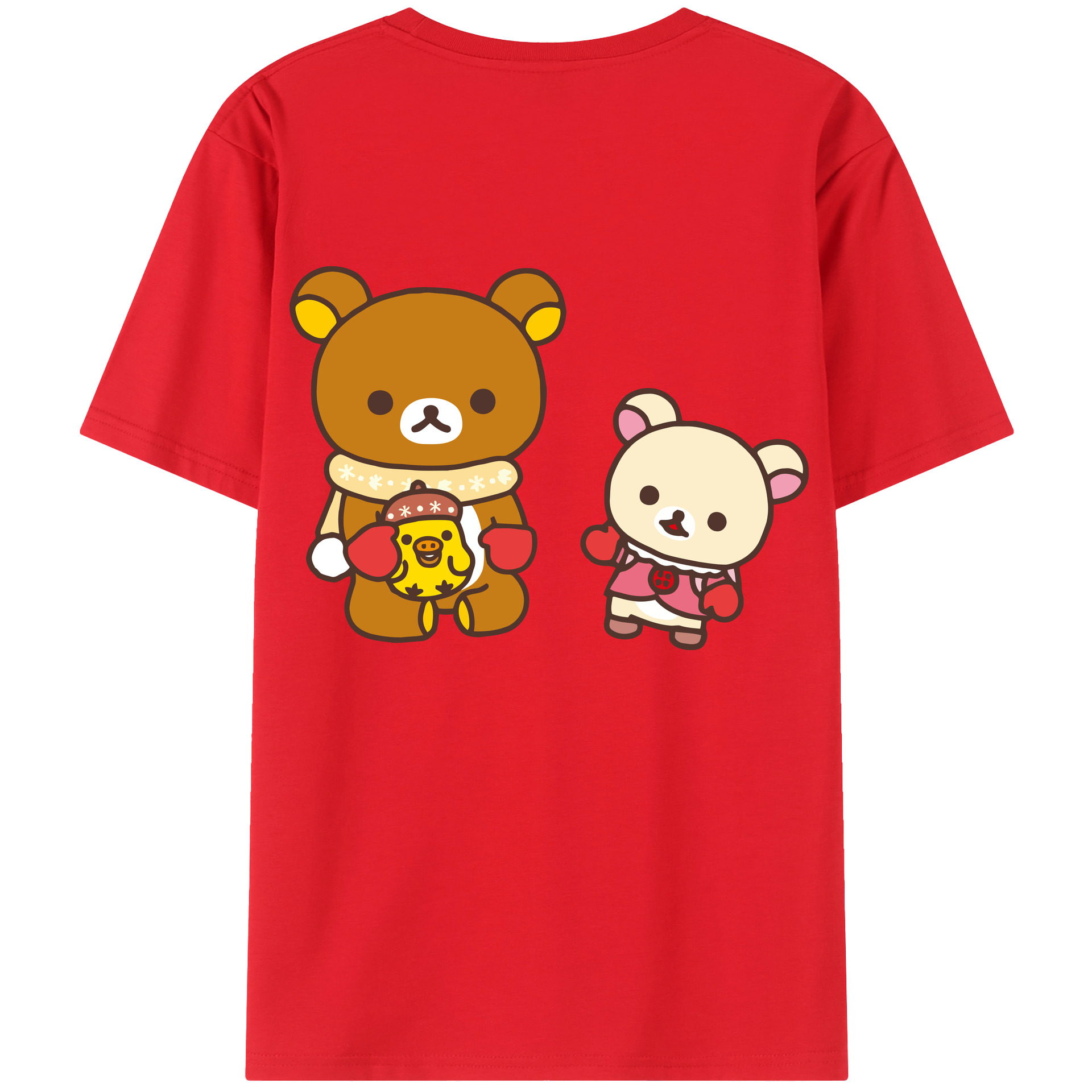（画像用） リラックマ リラックマ キイロイトリ Rilakkuma Korilakkuma Kiiroitori 綿100％半袖Tシャツ（背面プリント）