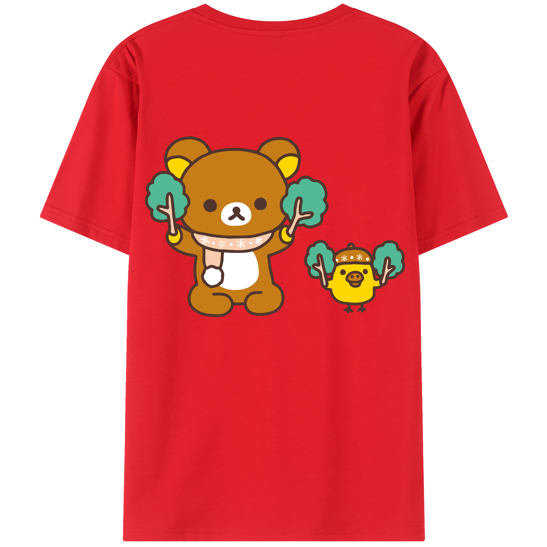 （画像用） リラックマ リラックマ キイロイトリ Rilakkuma Korilakkuma Kiiroitori 綿100％半袖Tシャツ（背面プリント）