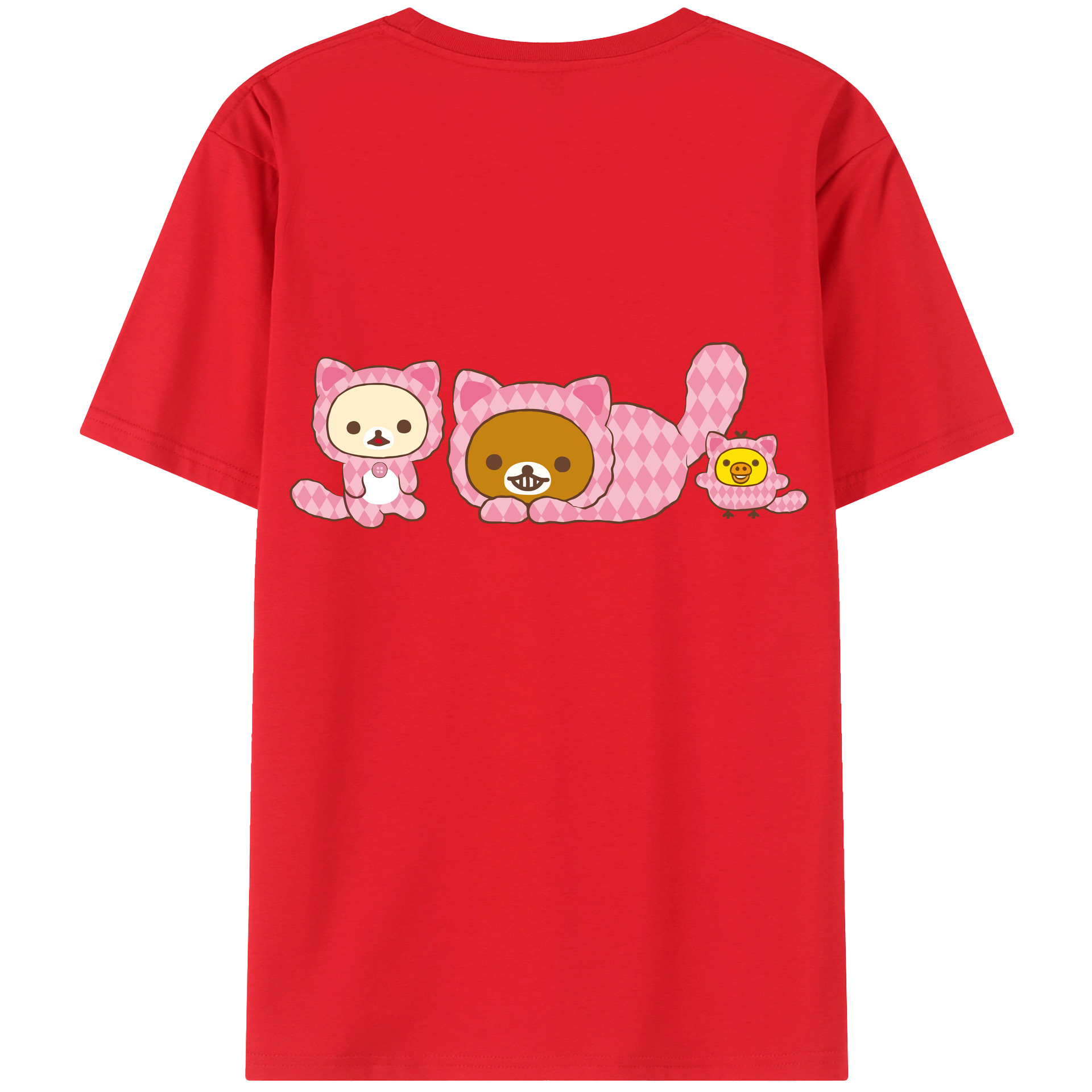 （画像用） リラックマ リラックマ キイロイトリ Rilakkuma Korilakkuma Kiiroitori 綿100％半袖Tシャツ（背面プリント）