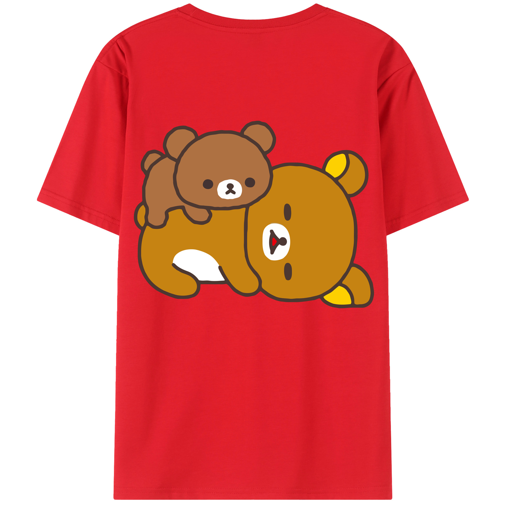 （画像用） リラックマ リラックマ キイロイトリ Rilakkuma Korilakkuma Kiiroitori 綿100％半袖Tシャツ（背面プリント）