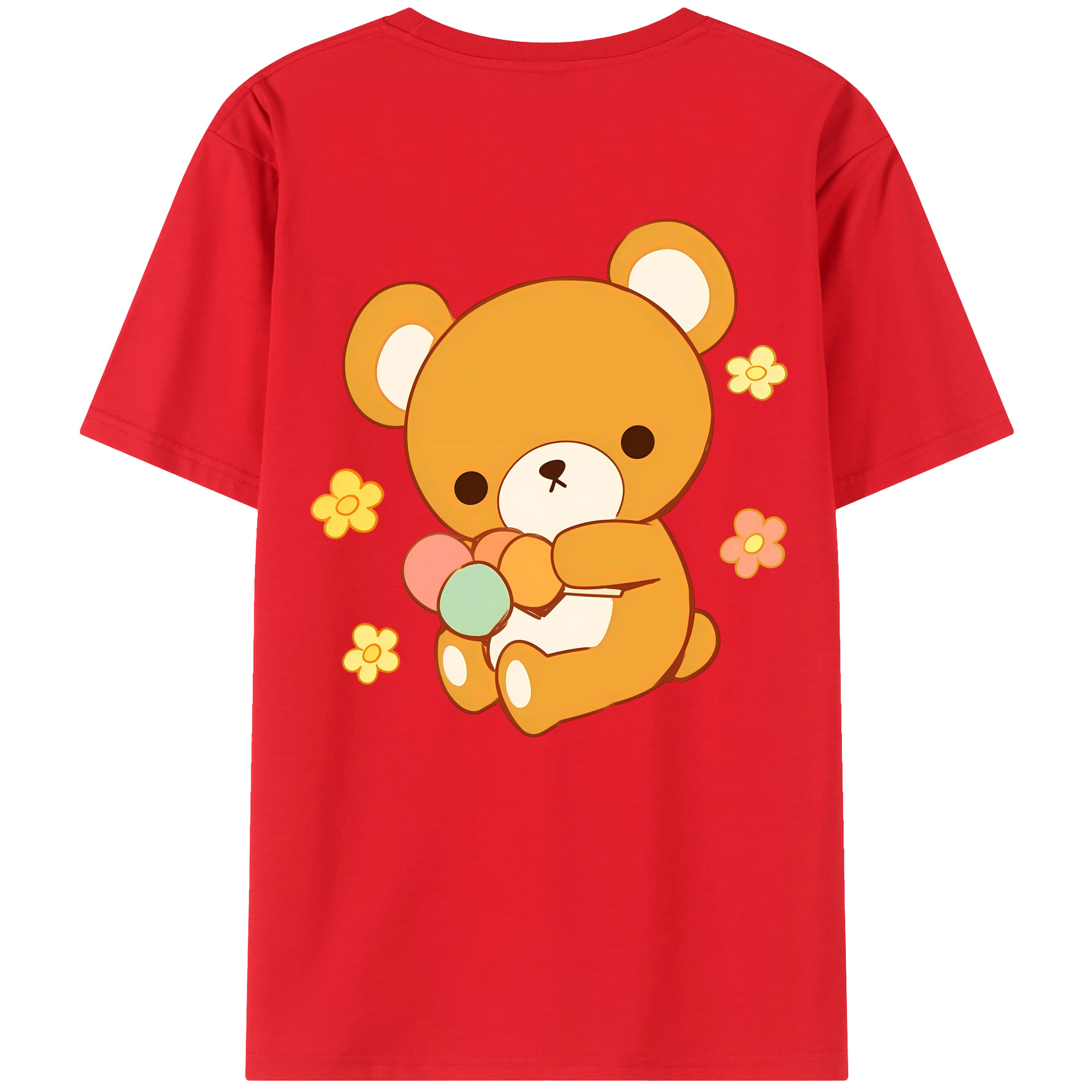 （画像用） リラックマ リラックマ キイロイトリ Rilakkuma Korilakkuma Kiiroitori 綿100％半袖Tシャツ（背面プリント）