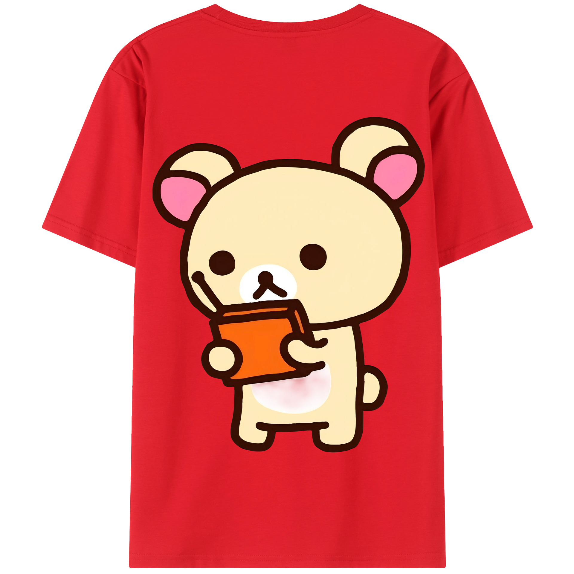 （画像用） リラックマ リラックマ キイロイトリ Rilakkuma Korilakkuma Kiiroitori 綿100％半袖Tシャツ（背面プリント）