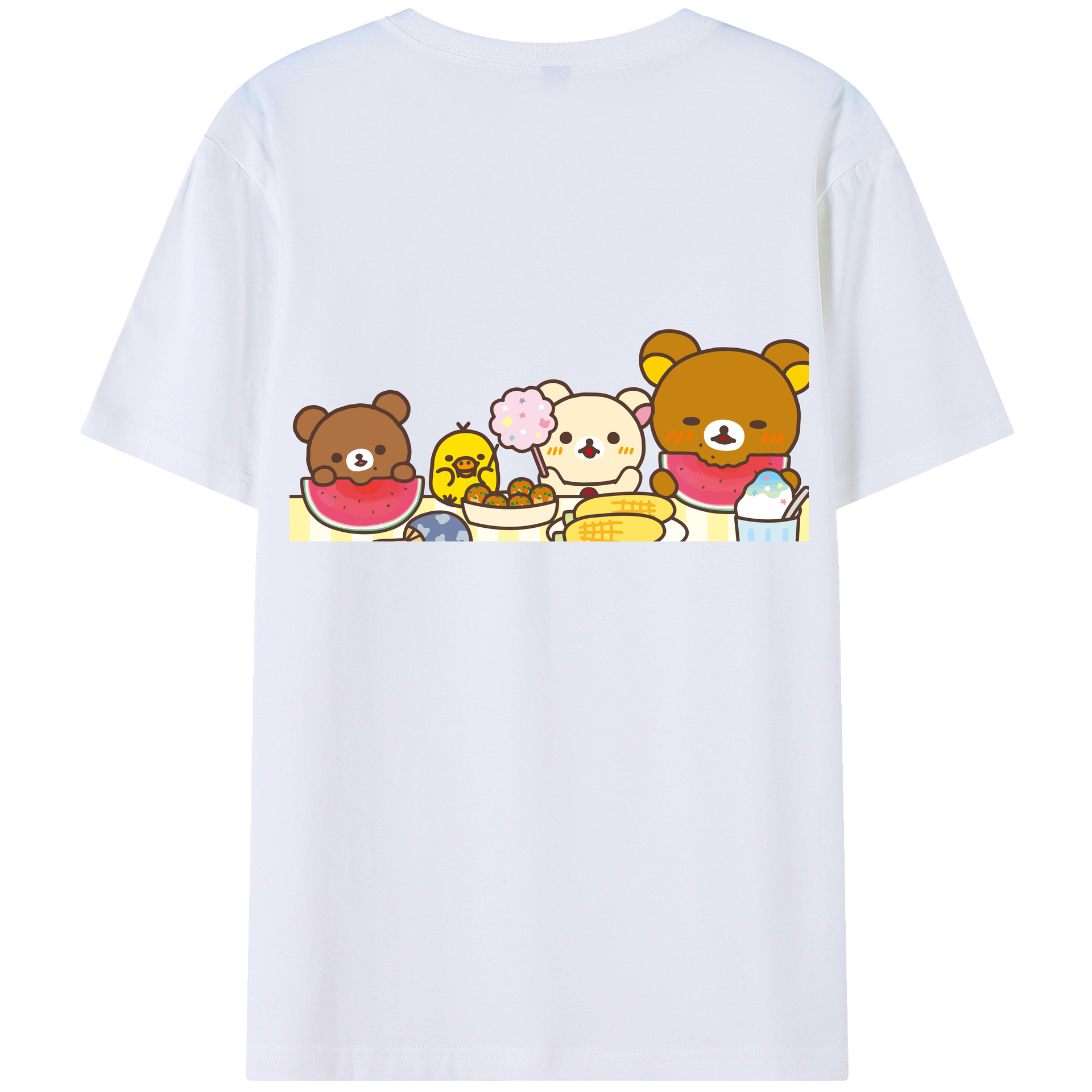 （画像用） リラックマ リラックマ キイロイトリ Rilakkuma Korilakkuma Kiiroitori 綿100％半袖Tシャツ（背面プリント）