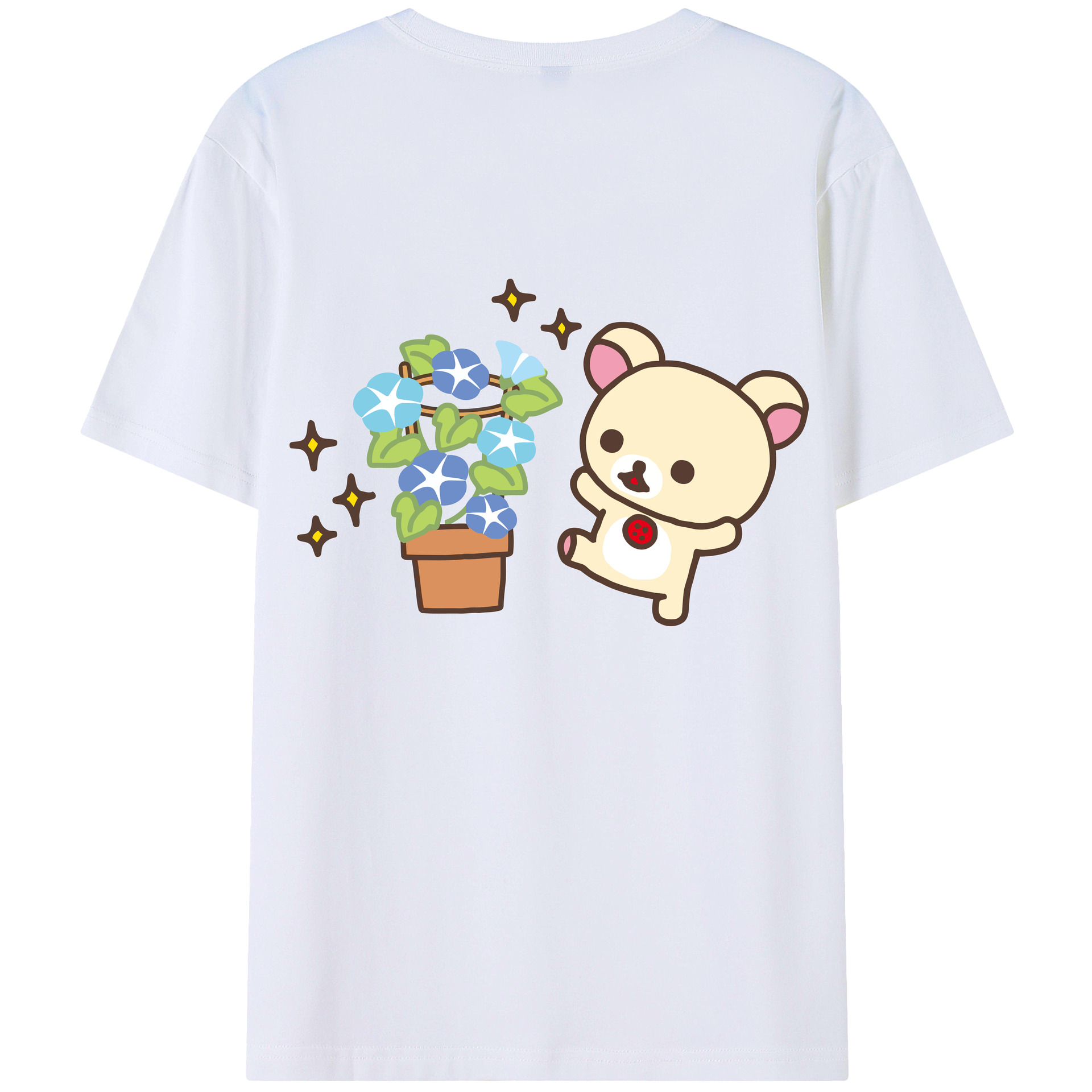 （画像用） リラックマ リラックマ キイロイトリ Rilakkuma Korilakkuma Kiiroitori 綿100％半袖Tシャツ（背面プリント）