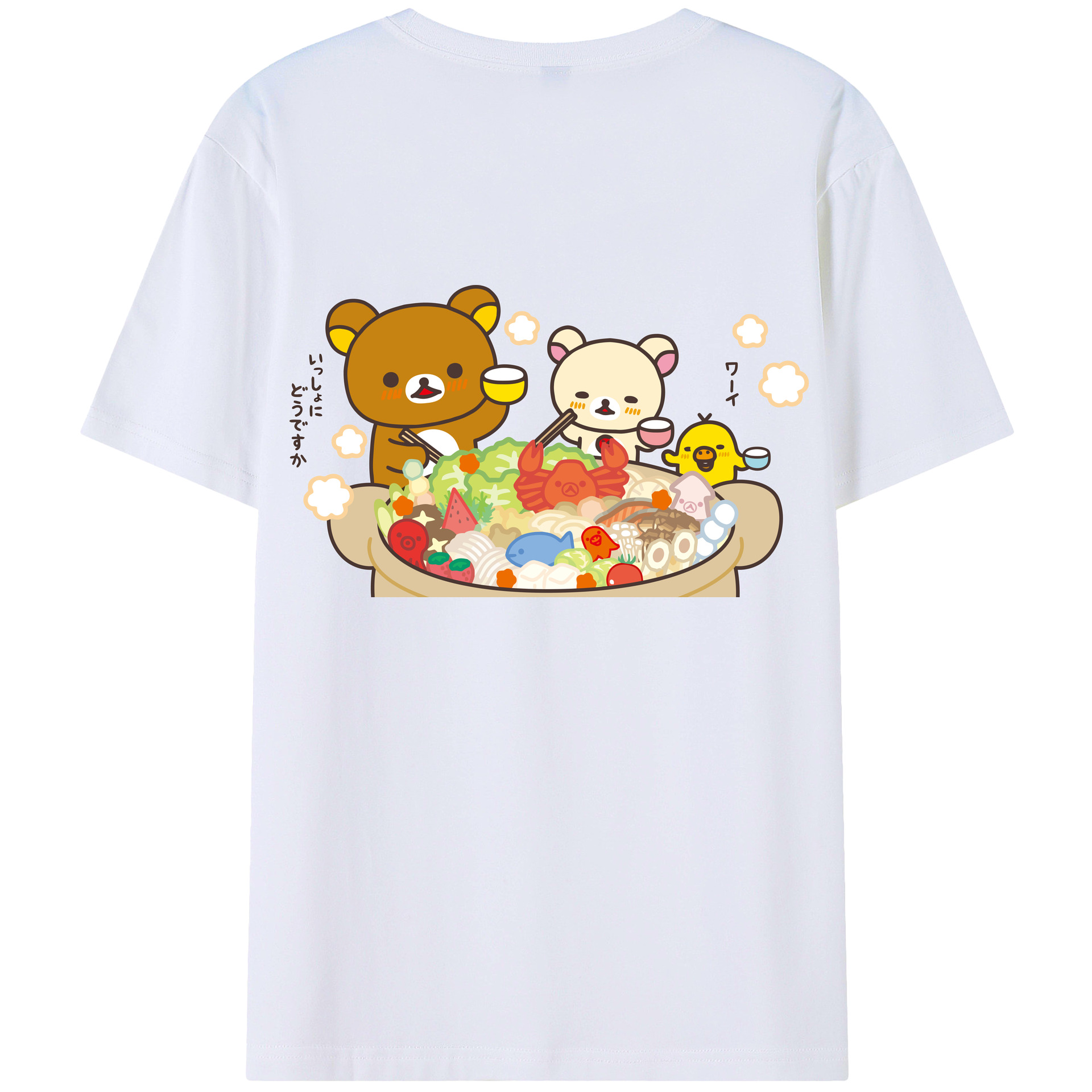 （画像用） リラックマ リラックマ キイロイトリ Rilakkuma Korilakkuma Kiiroitori 綿100％半袖Tシャツ（背面プリント）