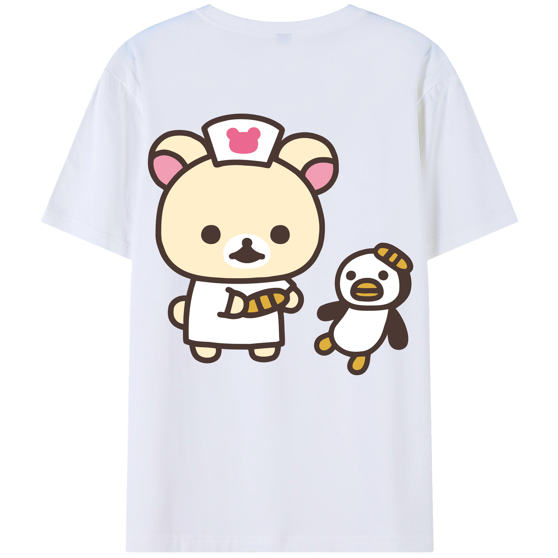 （画像用） リラックマ リラックマ キイロイトリ Rilakkuma Korilakkuma Kiiroitori 綿100％半袖Tシャツ（背面プリント）