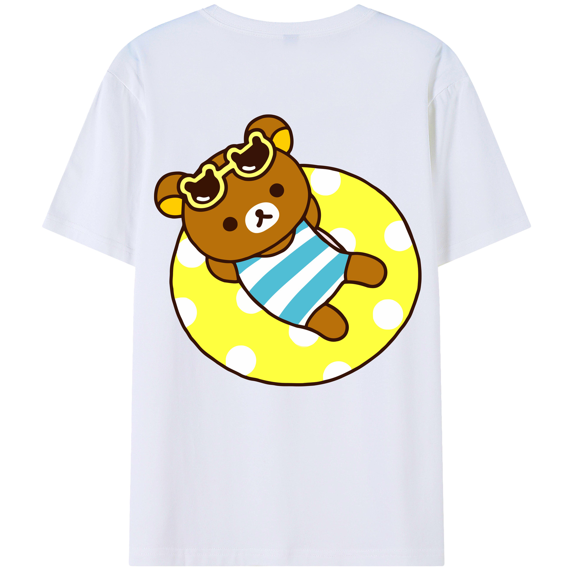 （画像用） リラックマ リラックマ キイロイトリ Rilakkuma Korilakkuma Kiiroitori 綿100％半袖Tシャツ（背面プリント）