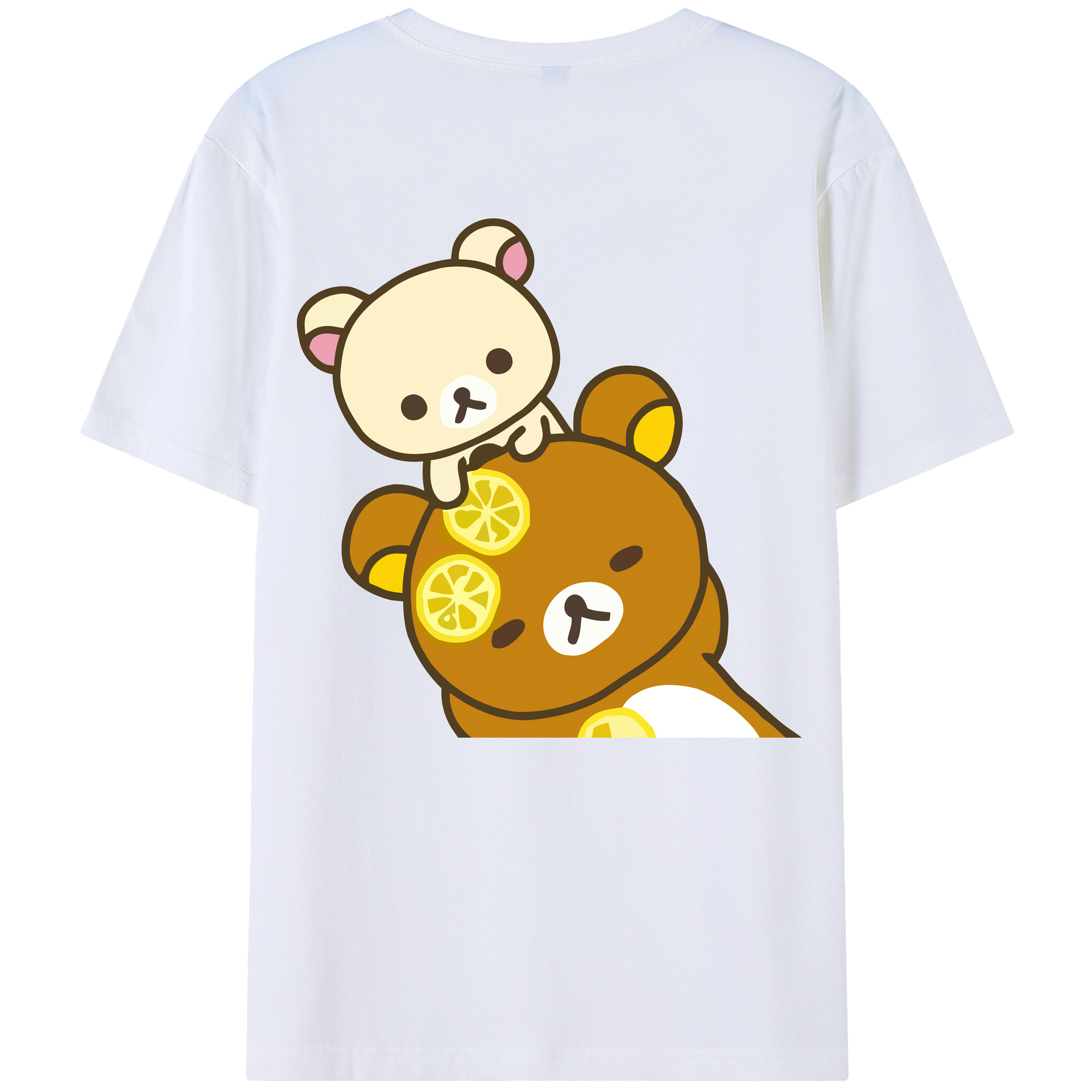 （画像用） リラックマ リラックマ キイロイトリ Rilakkuma Korilakkuma Kiiroitori 綿100％半袖Tシャツ（背面プリント）